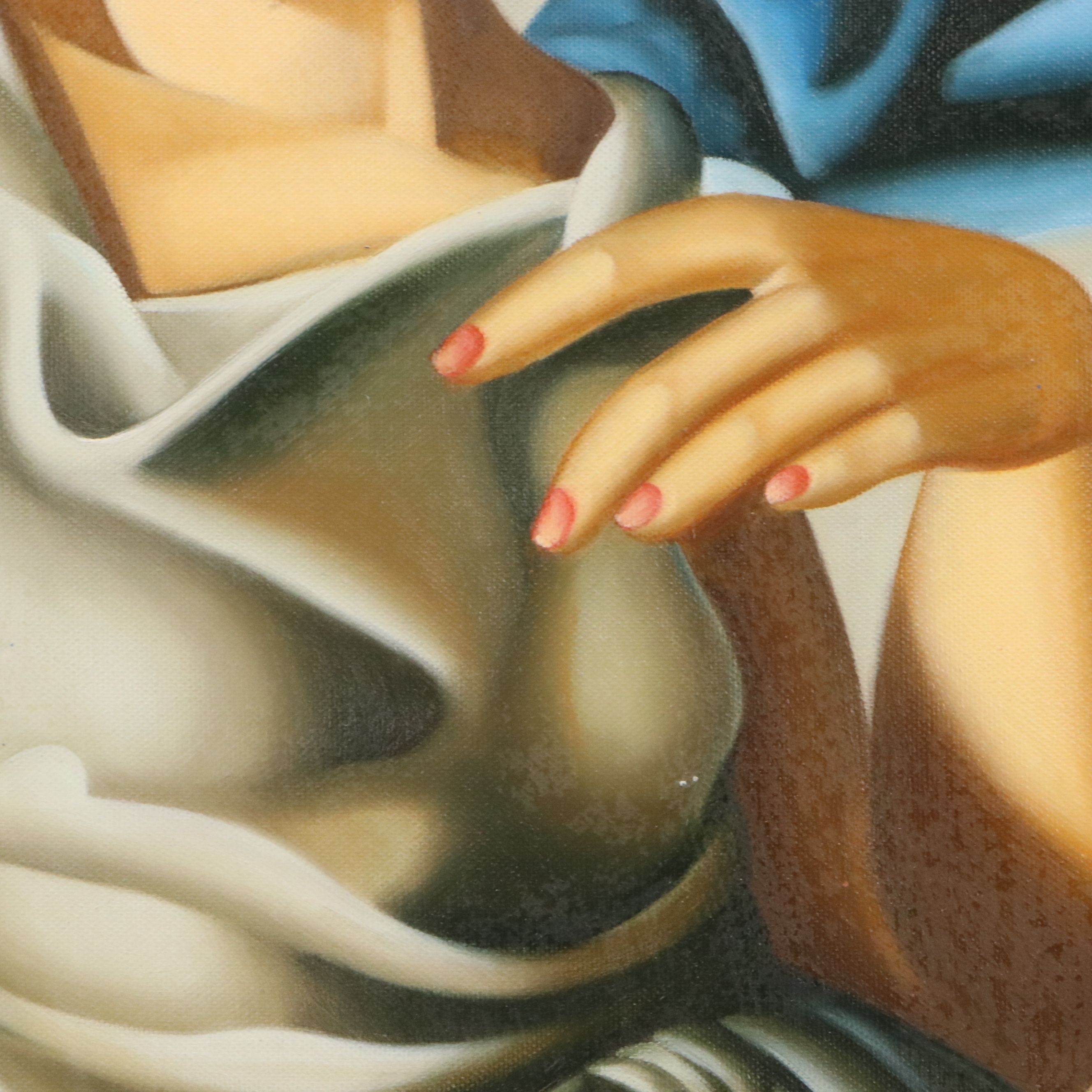 After Tamara De Lempicka Oil Master Copy of "Madame M.," 21st Century