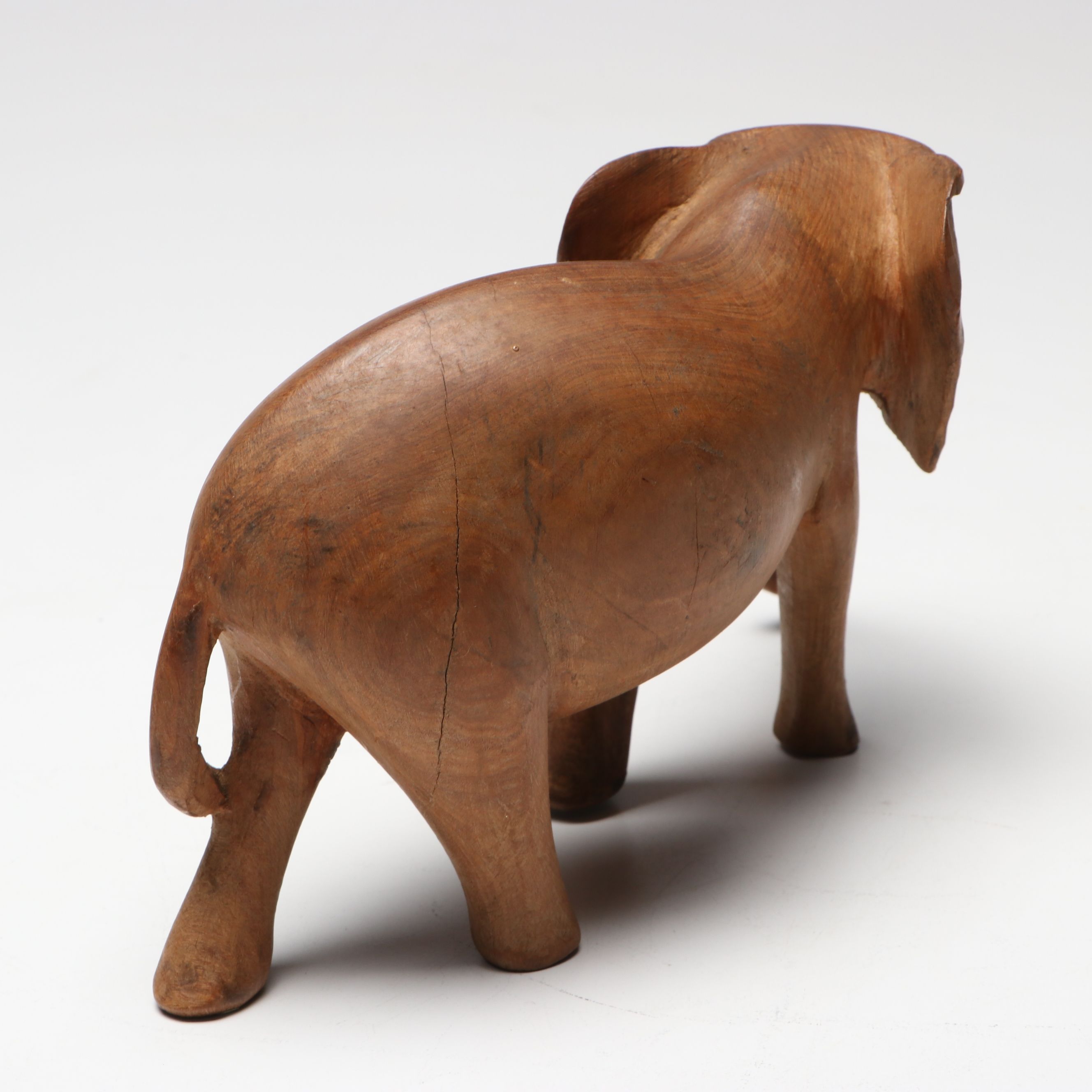 Folk Art Style Carved Wooden Lion, Elephant, Tiger and Warthog Figurines