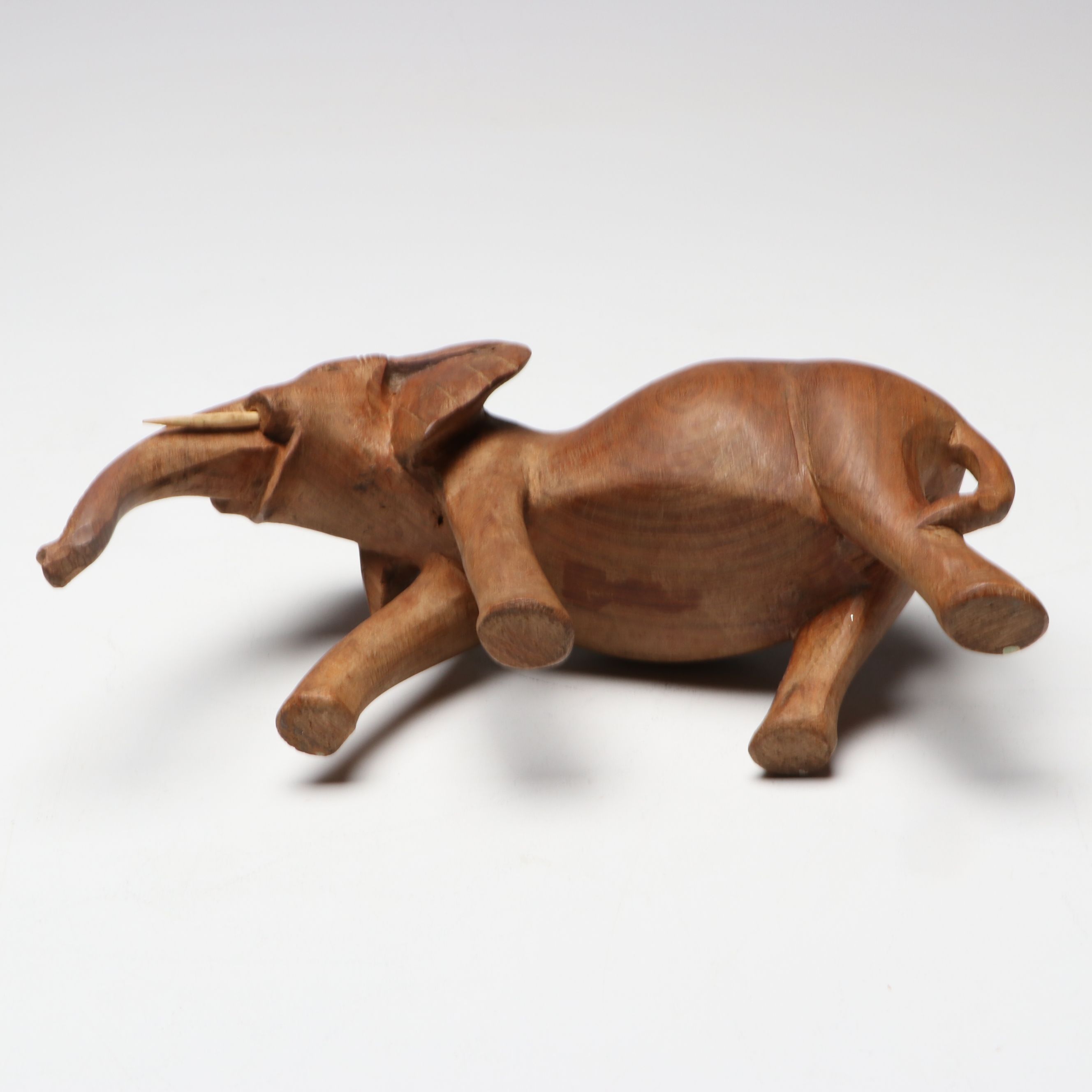 Folk Art Style Carved Wooden Lion, Elephant, Tiger and Warthog Figurines