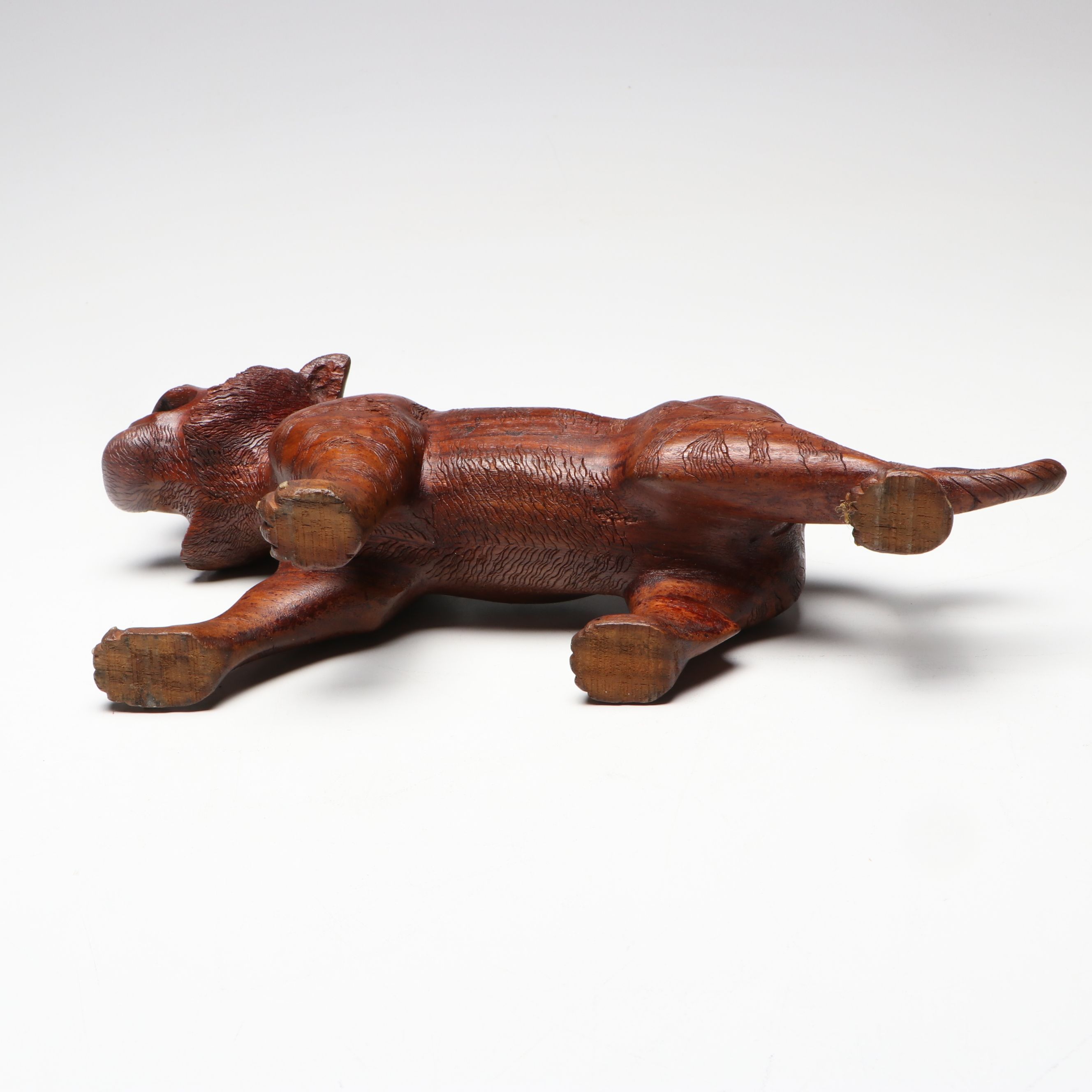 Folk Art Style Carved Wooden Lion, Elephant, Tiger and Warthog Figurines