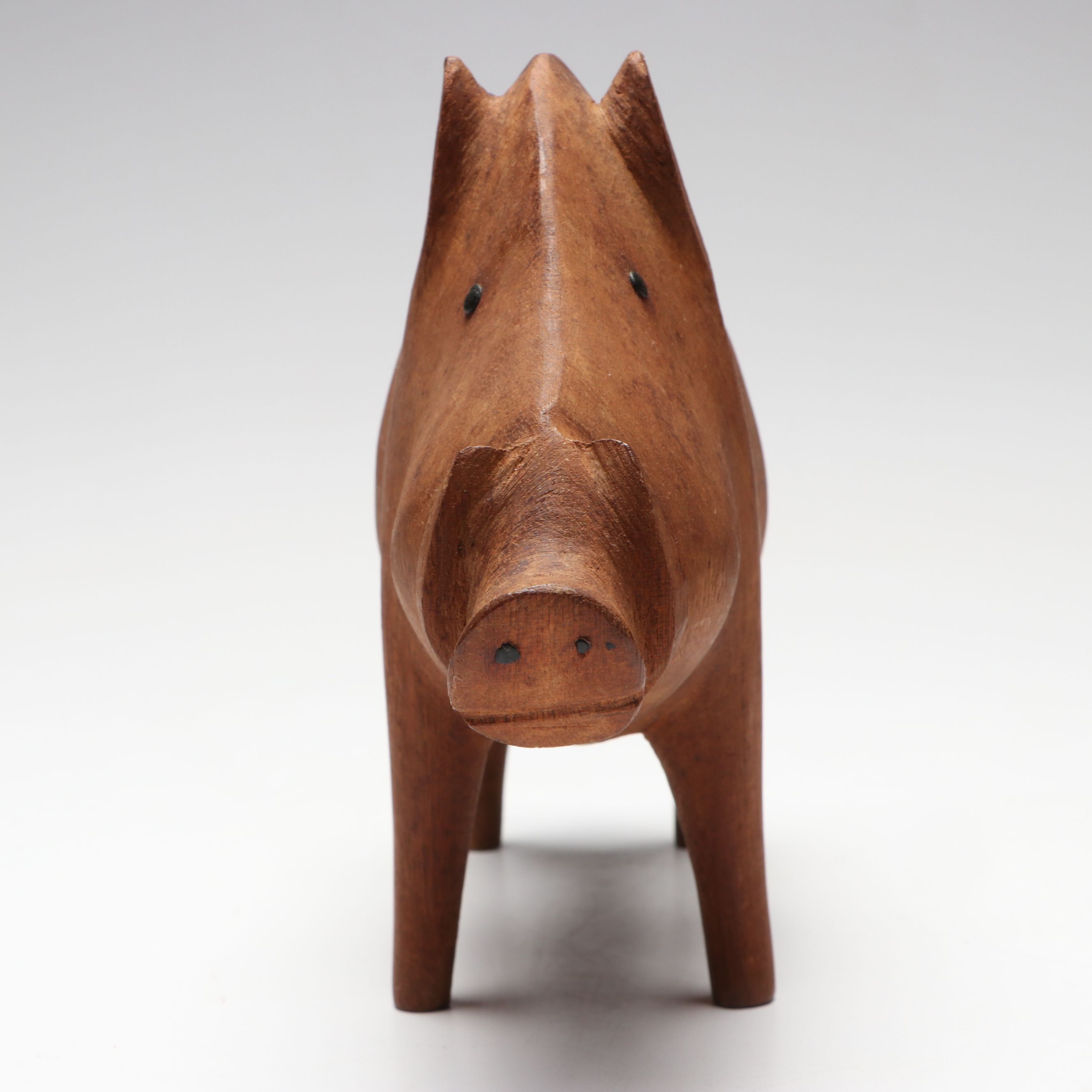 Folk Art Style Carved Wooden Lion, Elephant, Tiger and Warthog Figurines