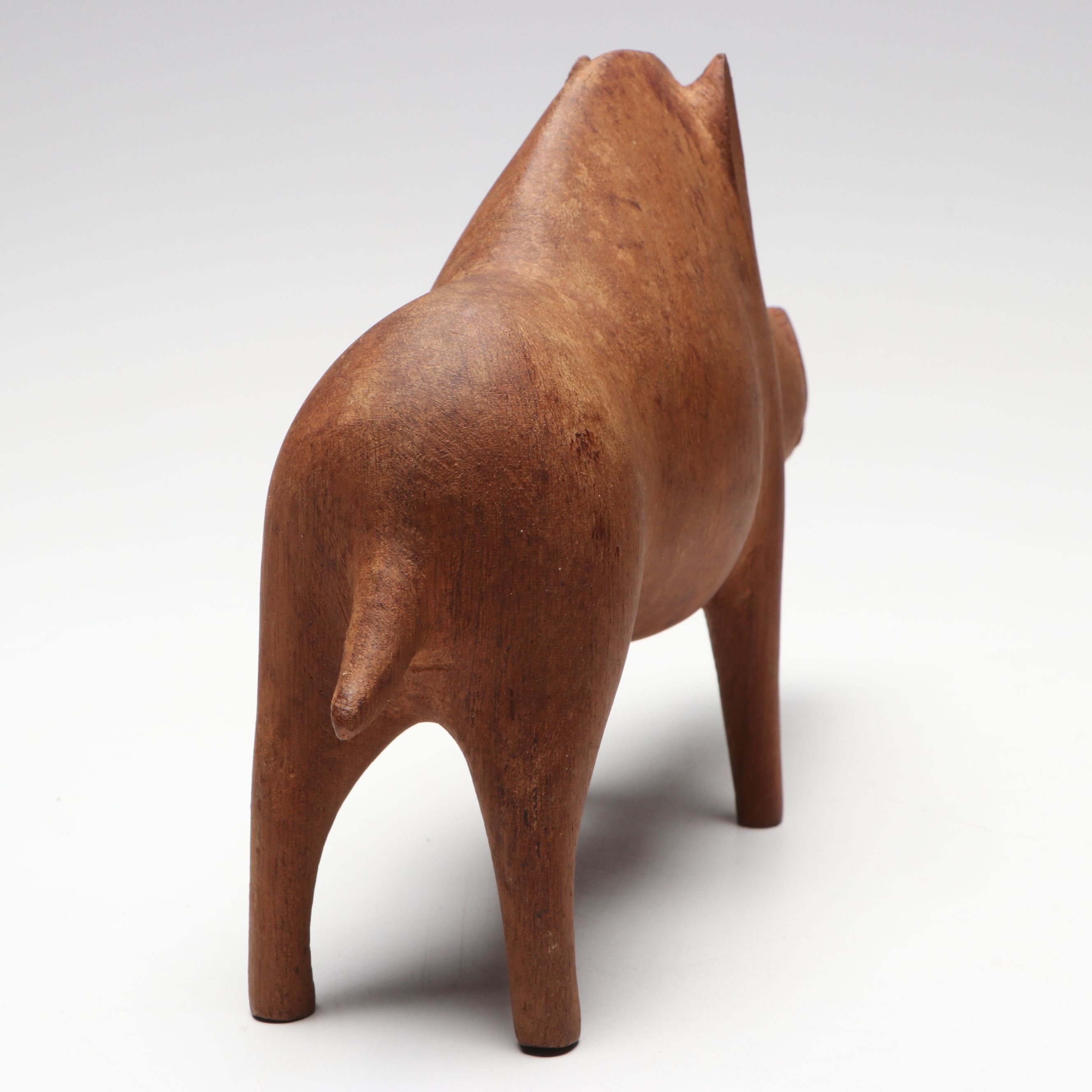 Folk Art Style Carved Wooden Lion, Elephant, Tiger and Warthog Figurines