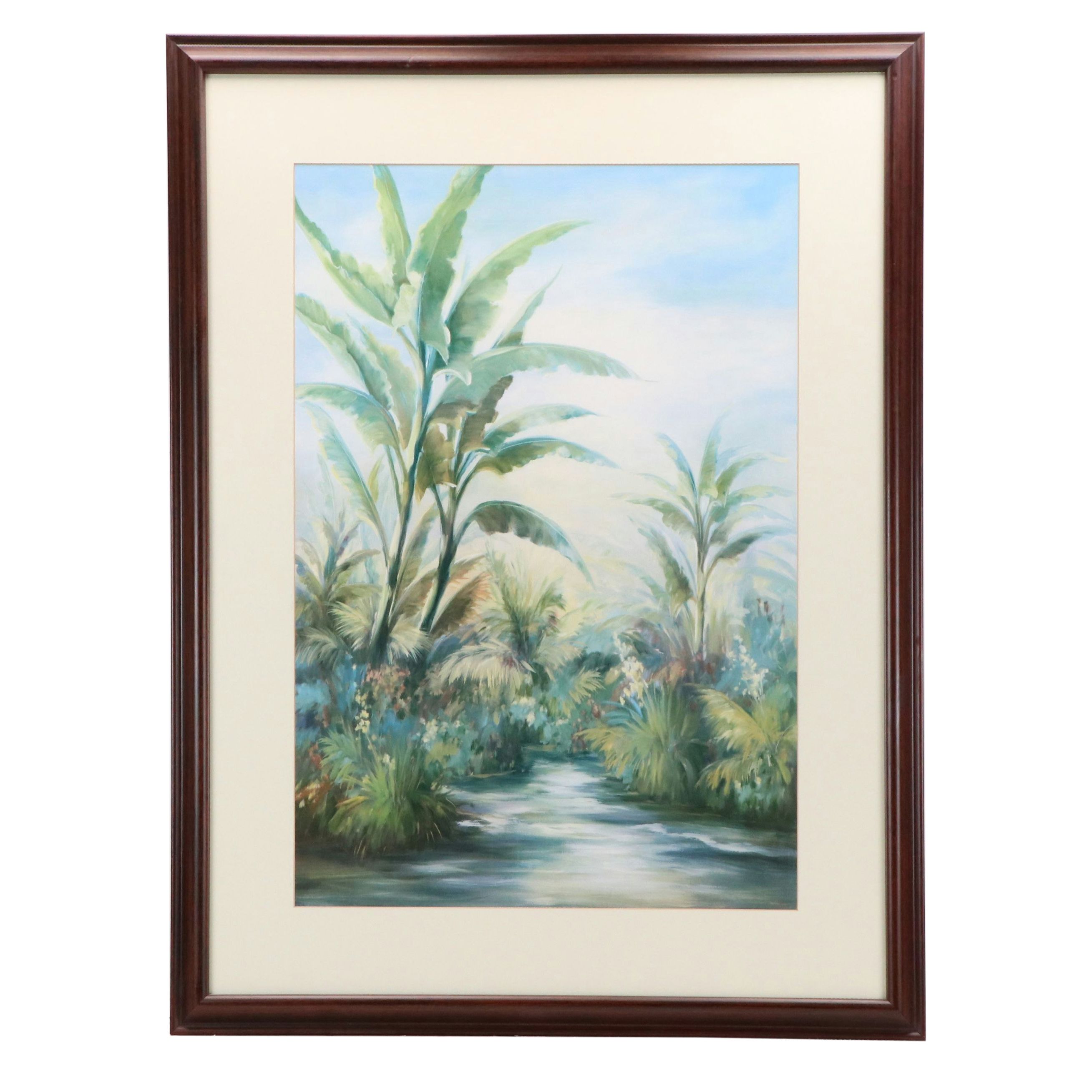 Offset Lithograph of Tropical Landscape, 21st Century