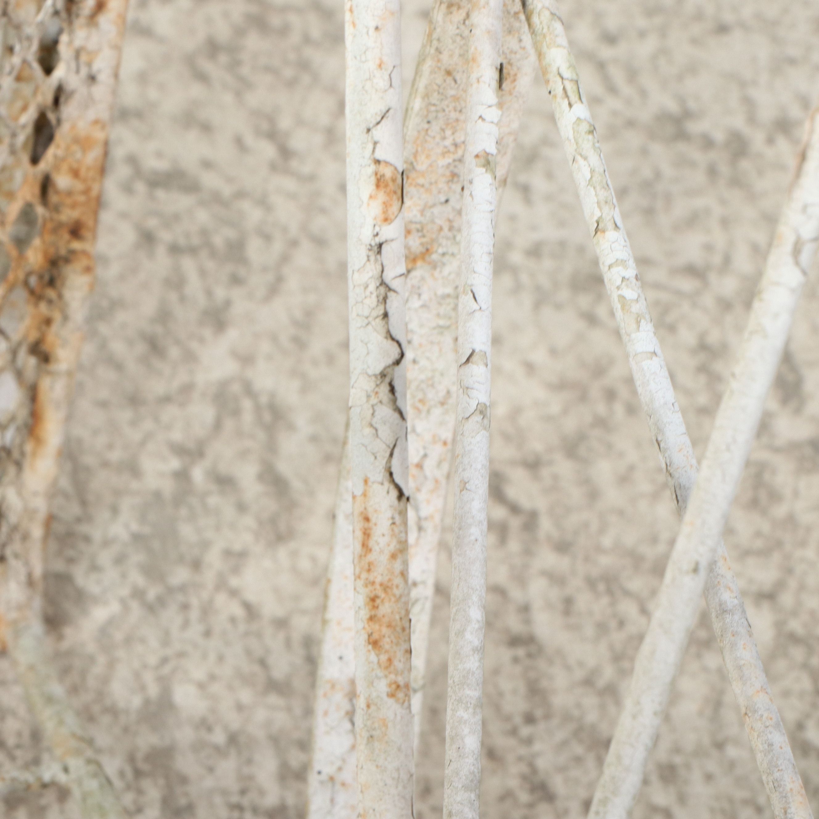Vintage White Painted Wrought Iron Garden Tea Cart, Mid-20th Century