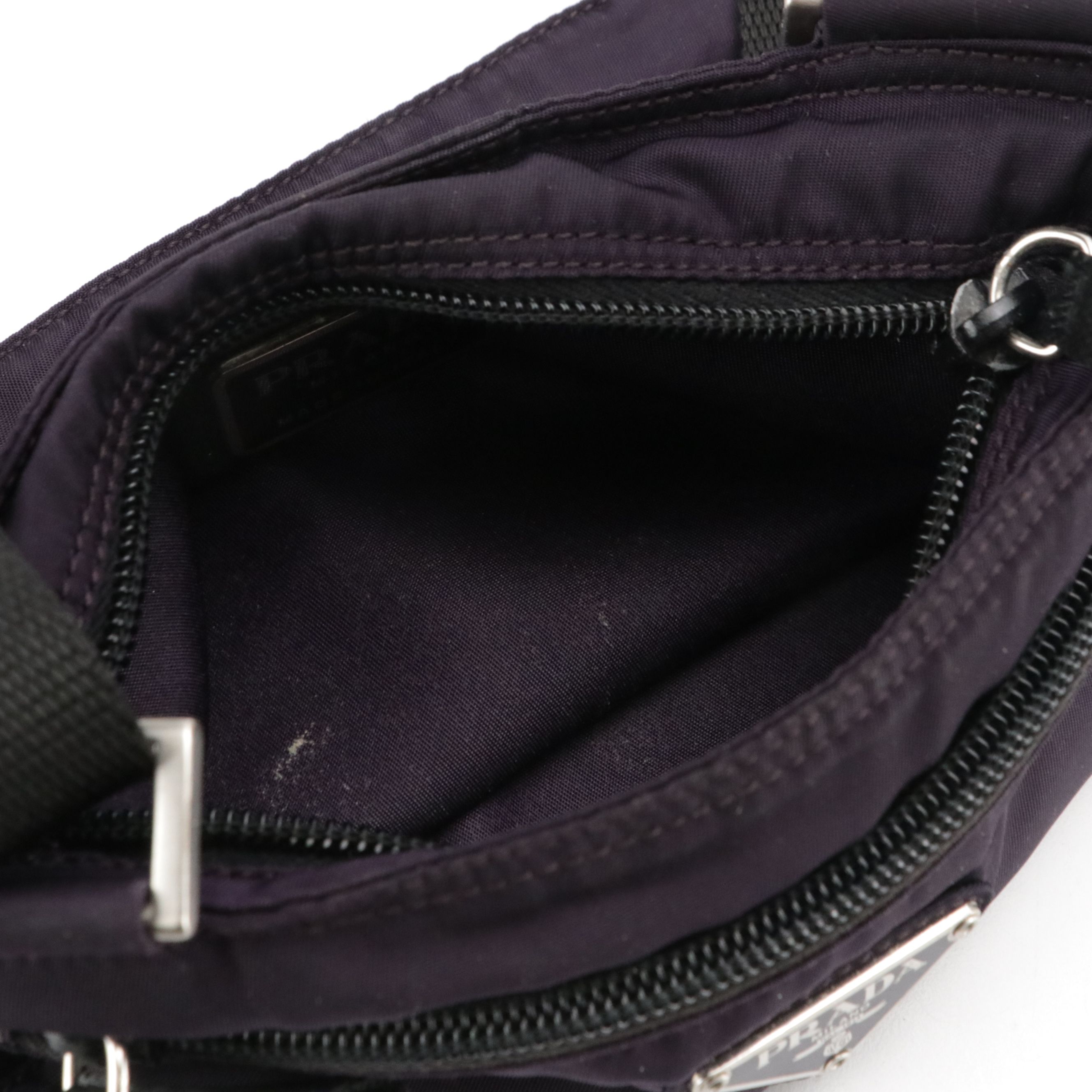 Prada Small Flat Crossbody Bag in Dark Purple Tessuto Nylon