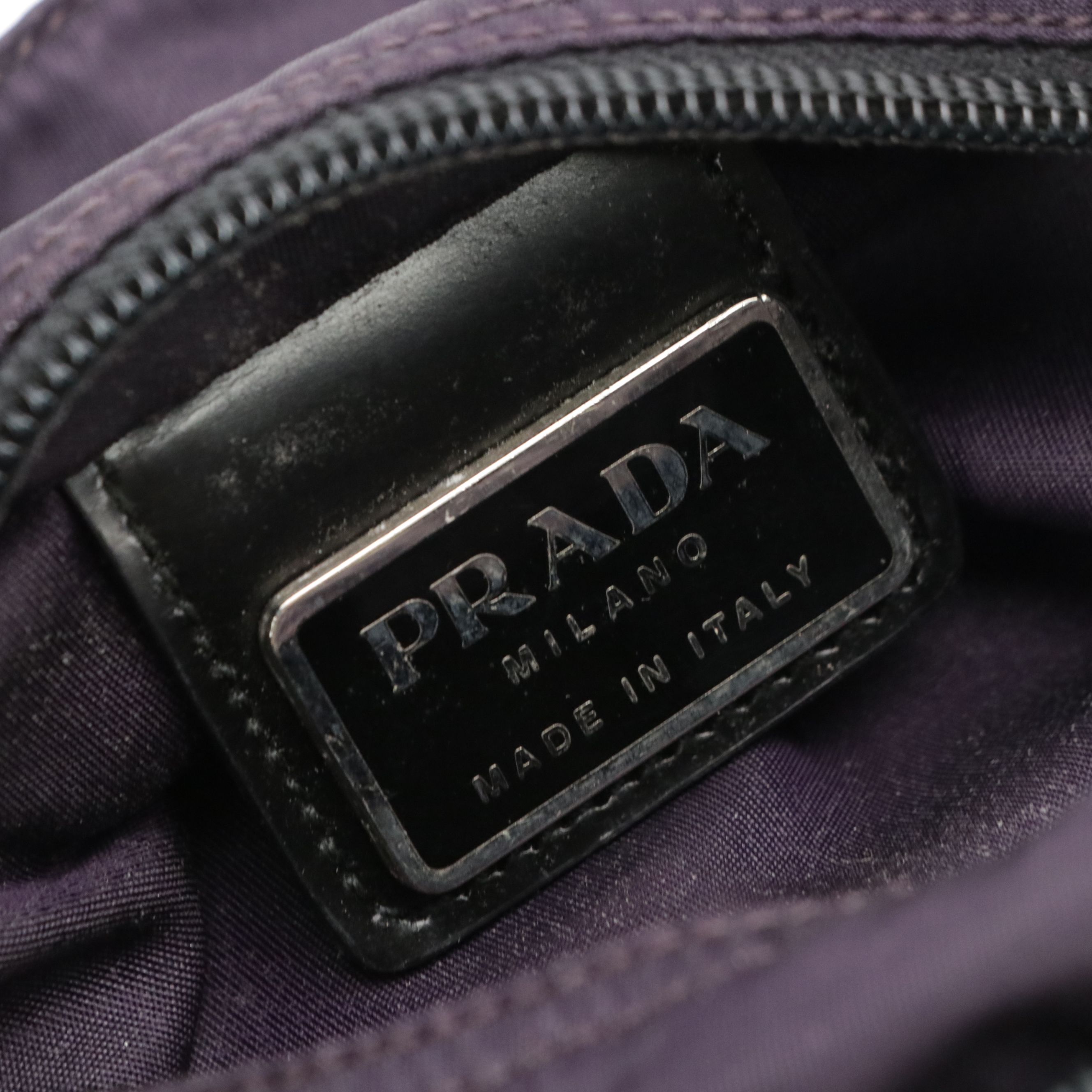 Prada Small Flat Crossbody Bag in Dark Purple Tessuto Nylon