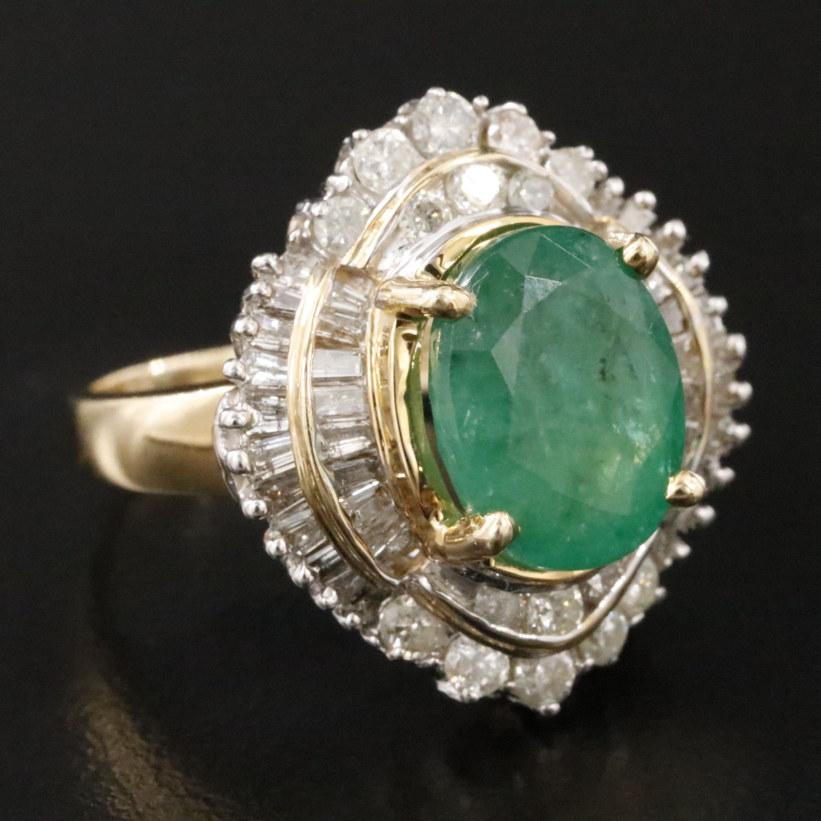 14K 3.58 CT Emerald and 1.03 CTW Diamond Ring
