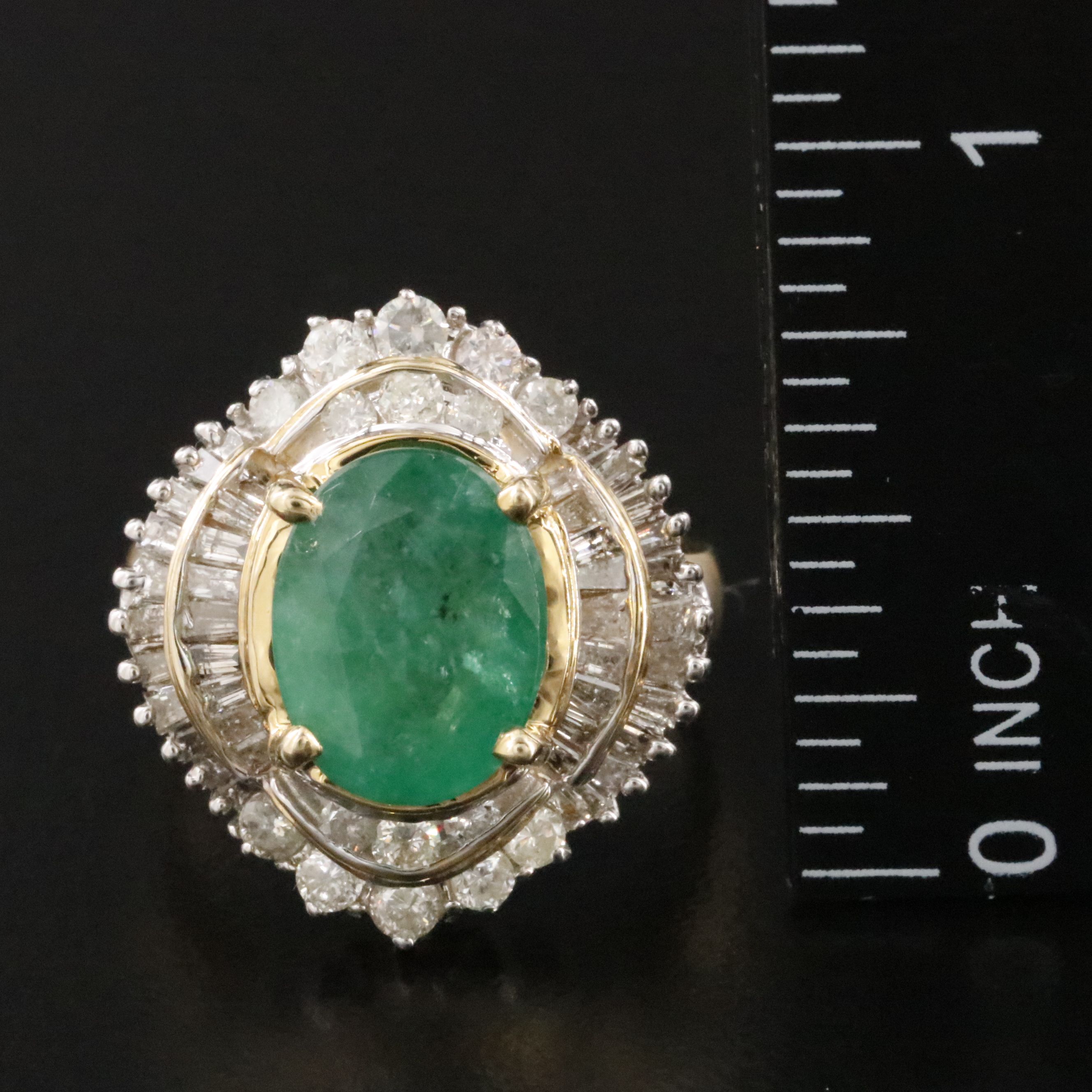 14K 3.58 CT Emerald and 1.03 CTW Diamond Ring