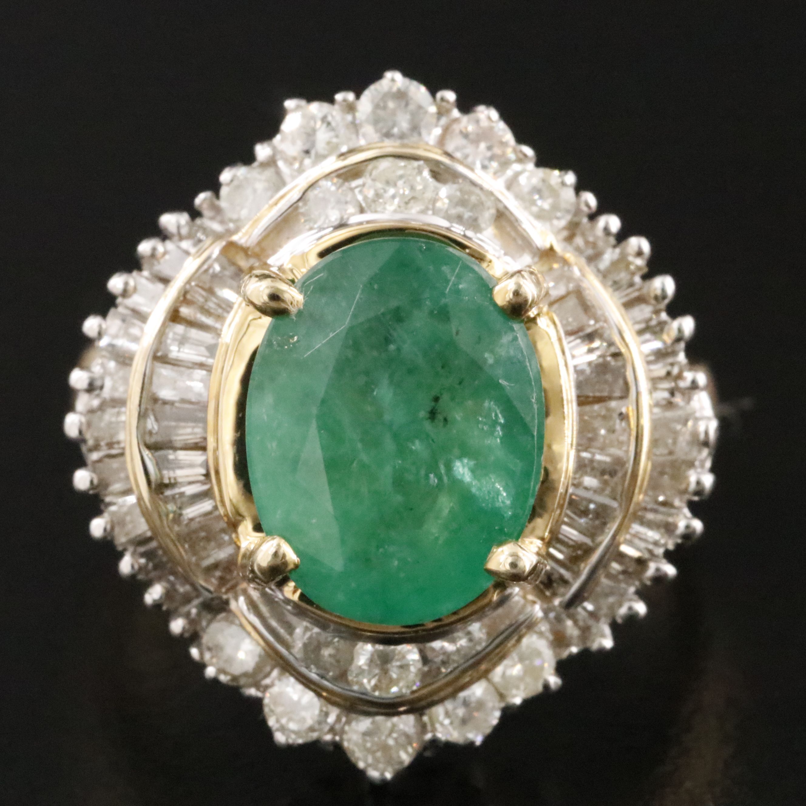 14K 3.58 CT Emerald and 1.03 CTW Diamond Ring