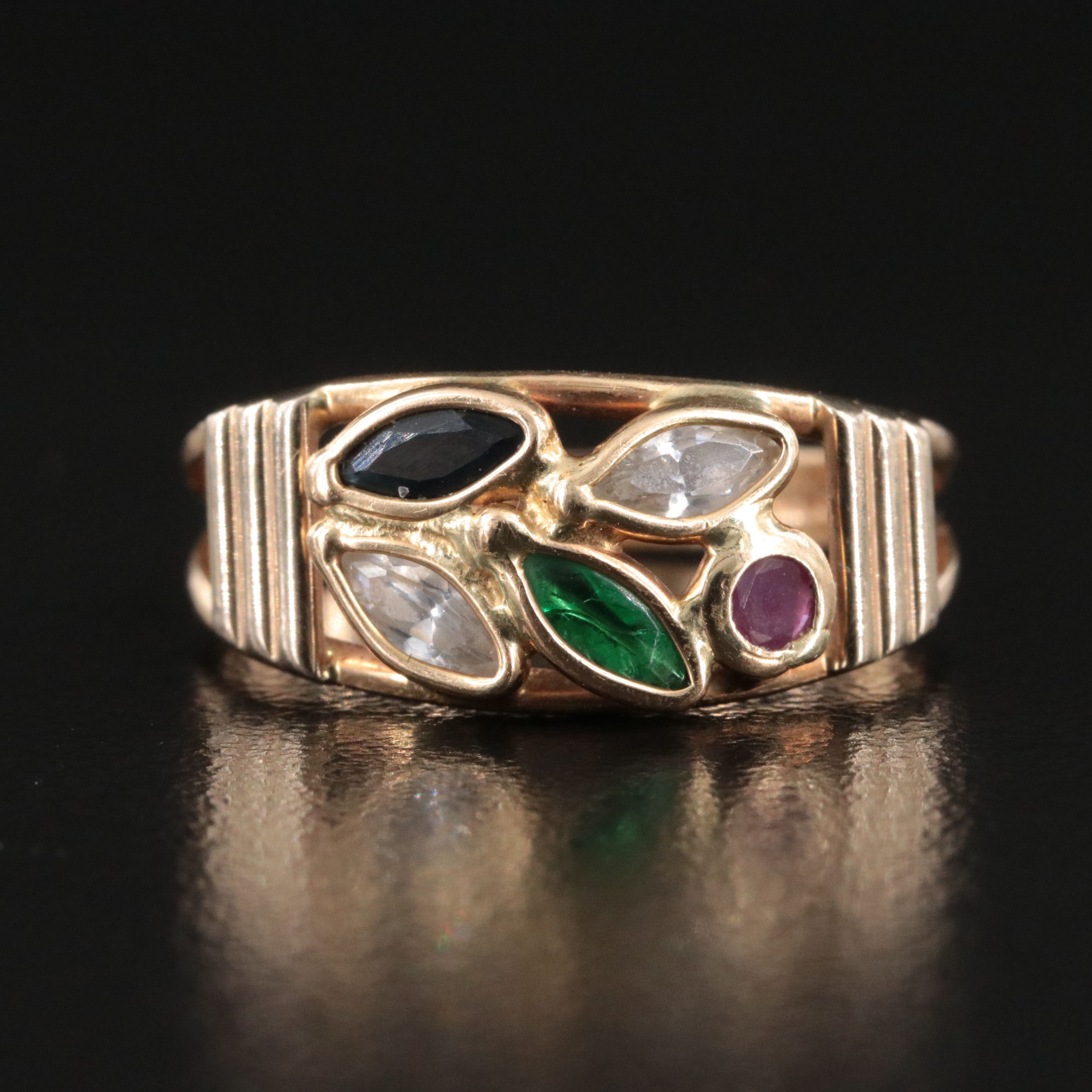 14K Ruby, Sapphire and CZ Ring