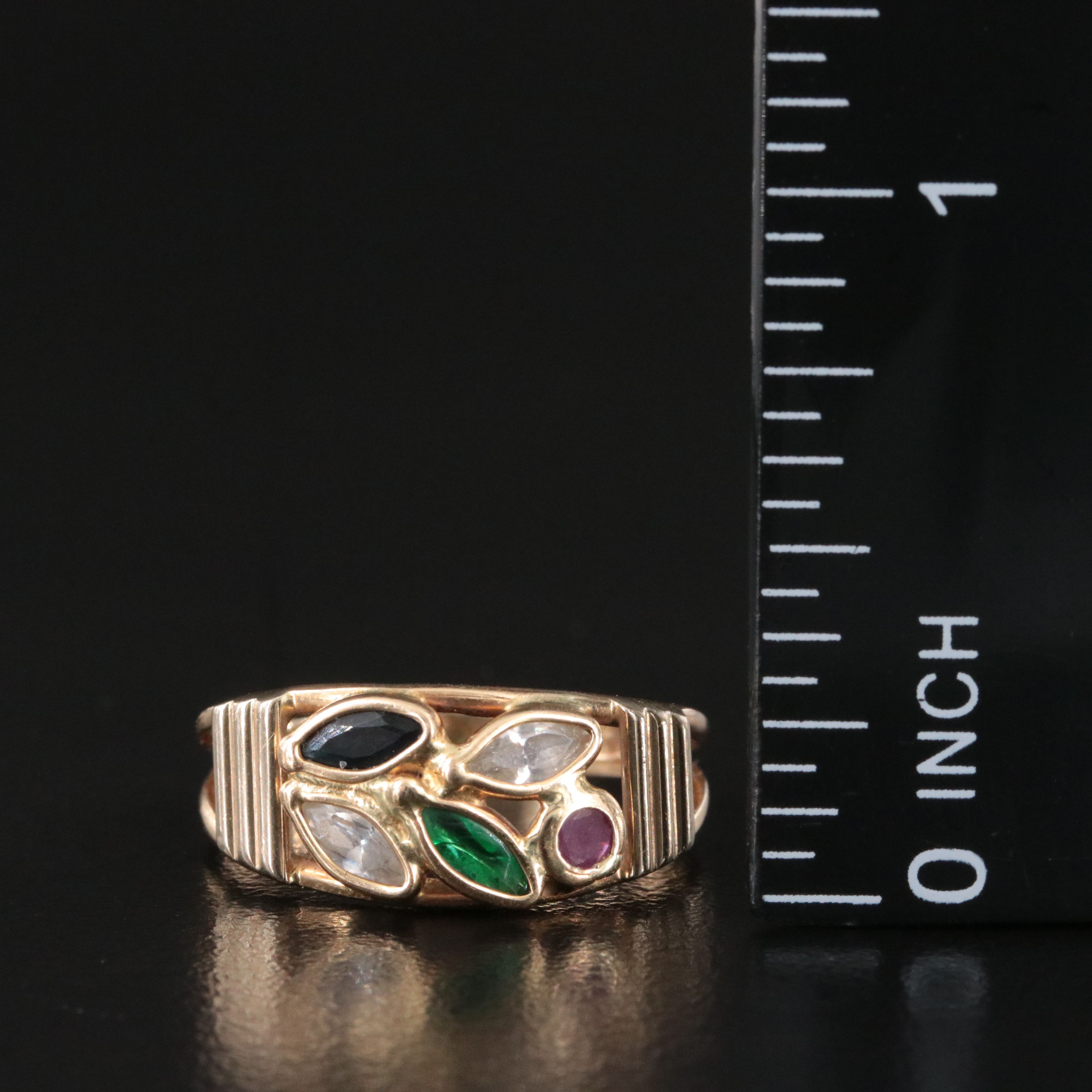 14K Ruby, Sapphire and CZ Ring