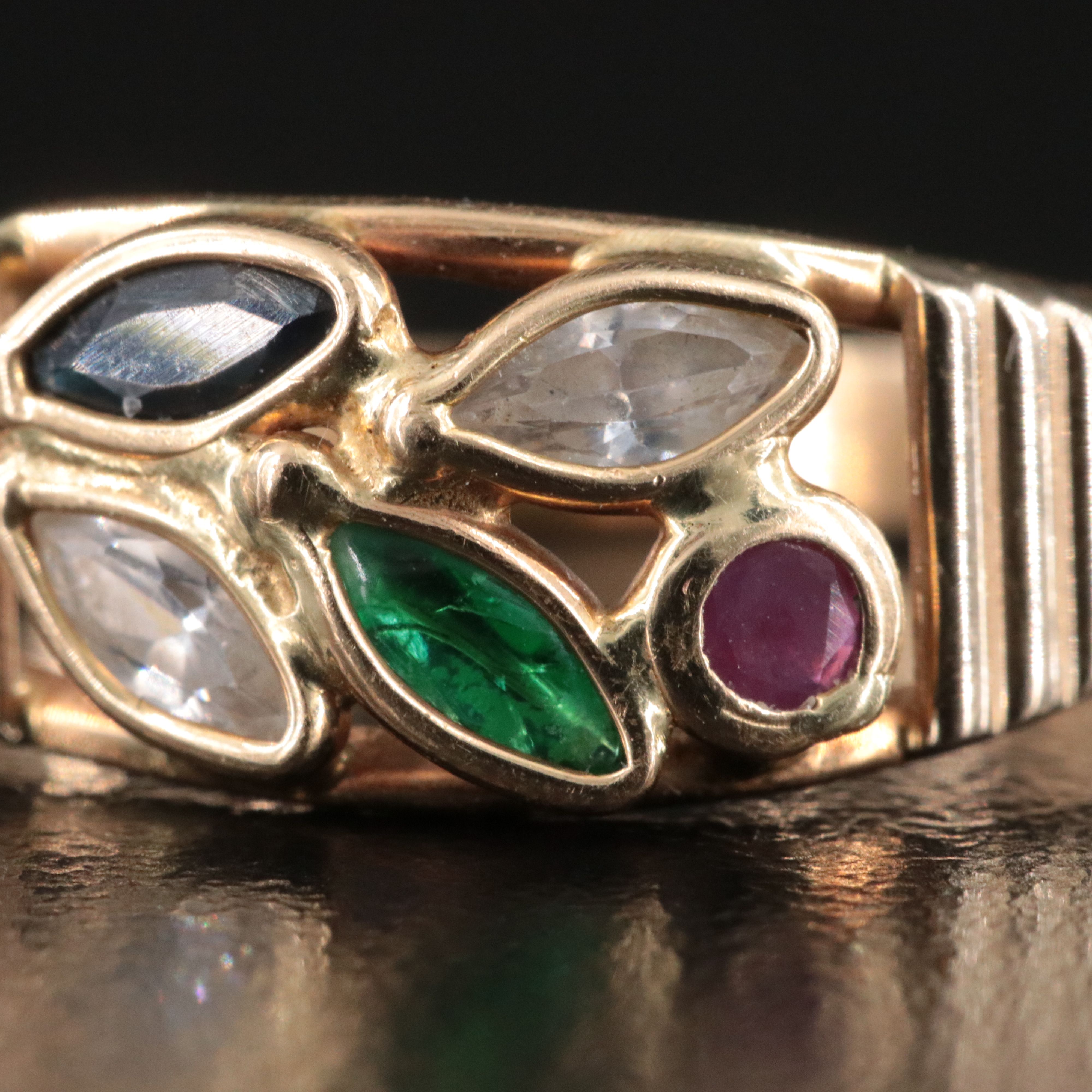 14K Ruby, Sapphire and CZ Ring