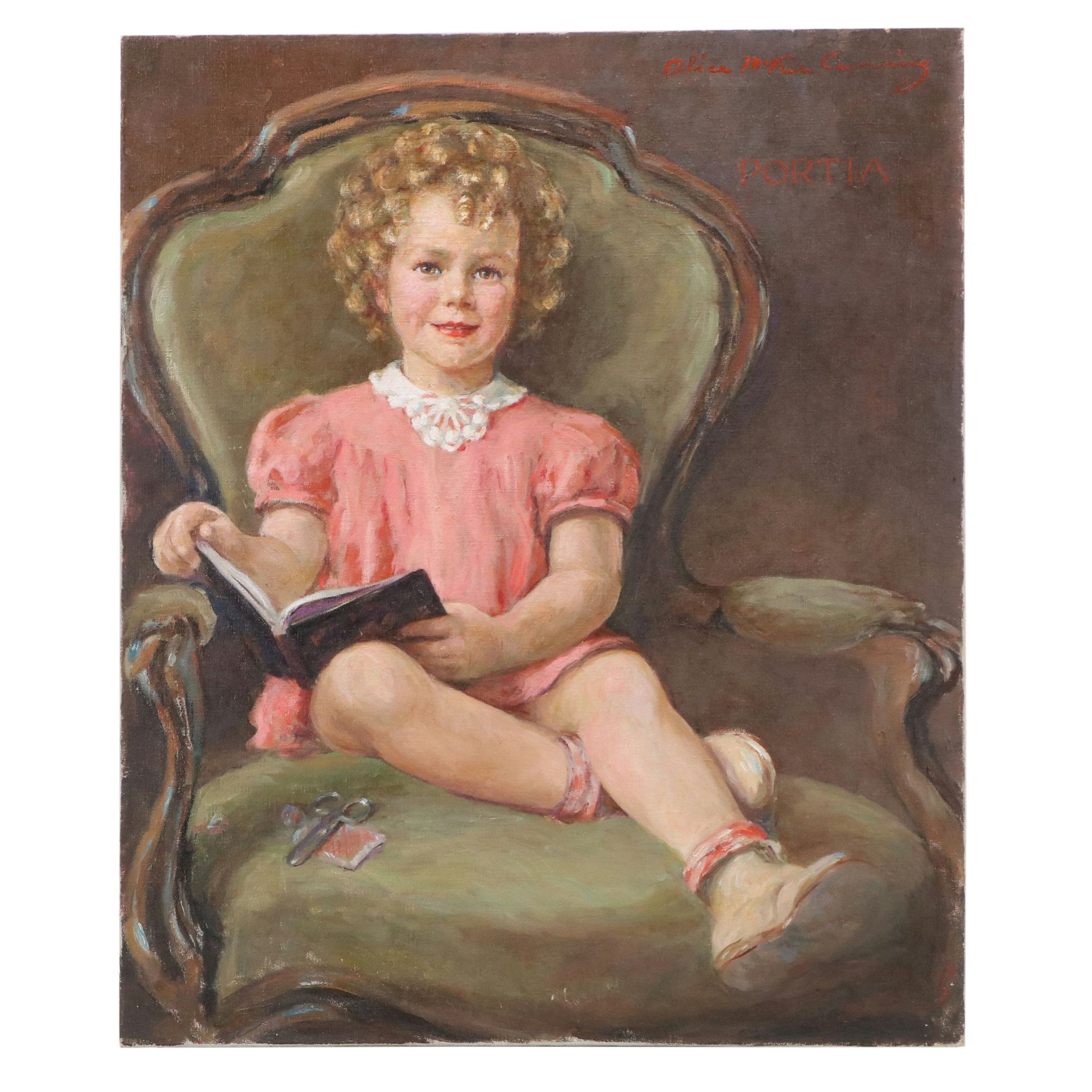 Alice McKee Cumming Oil Portrait "Portia Payseur, Age 5 Years," 1936