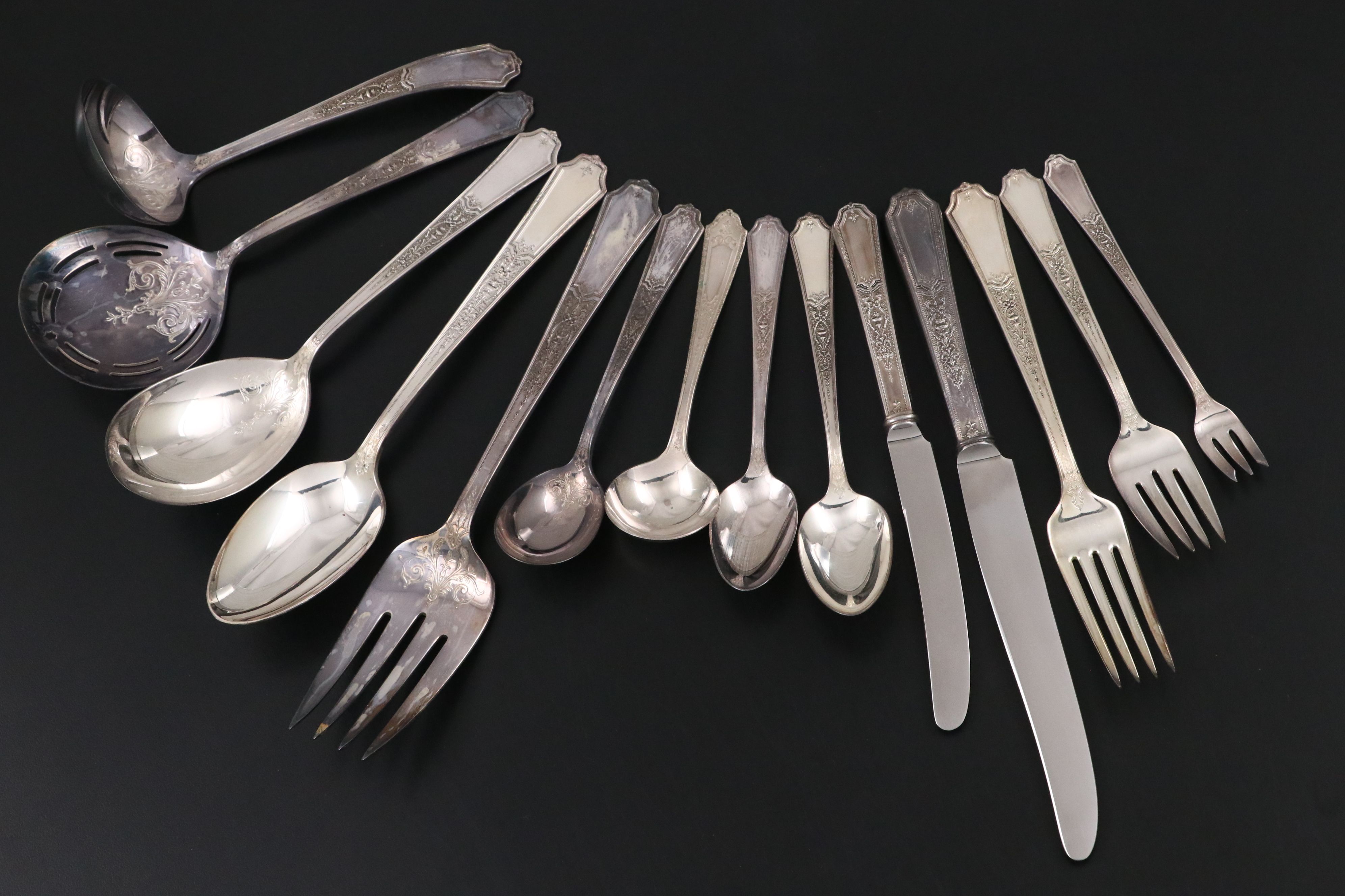 1847 Rogers Bros. "Ancestral" Silver Plate Flatware