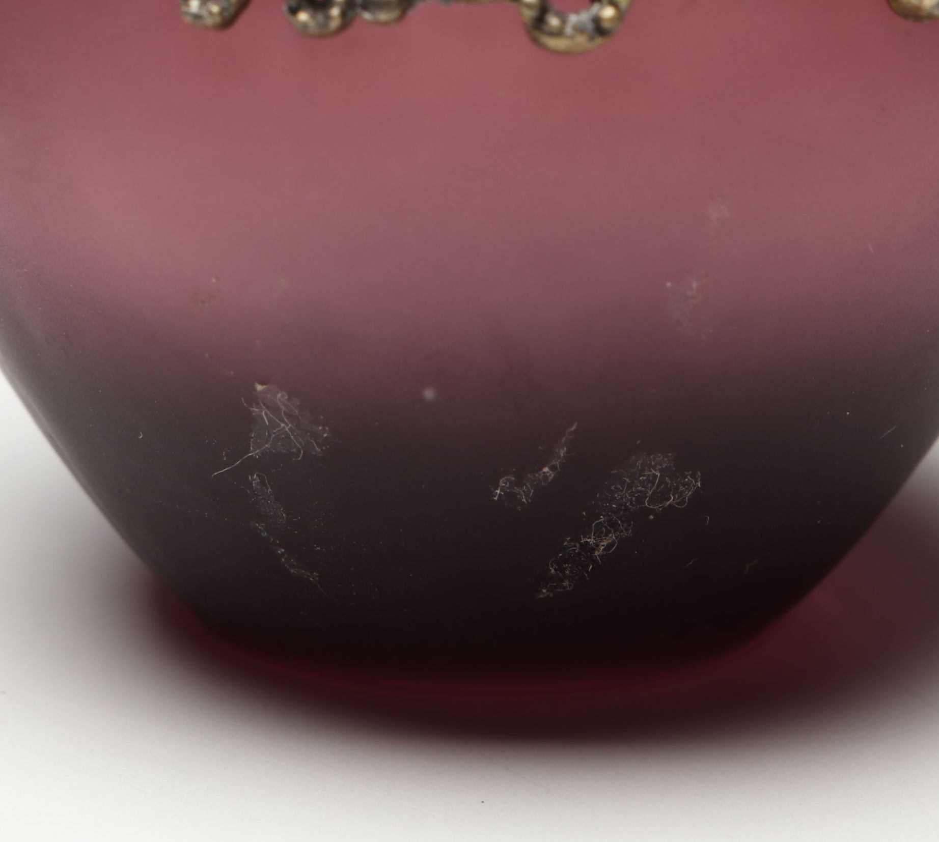 Purple and Cranberry Perfume Bottles with Floral and Hummingbird Finials