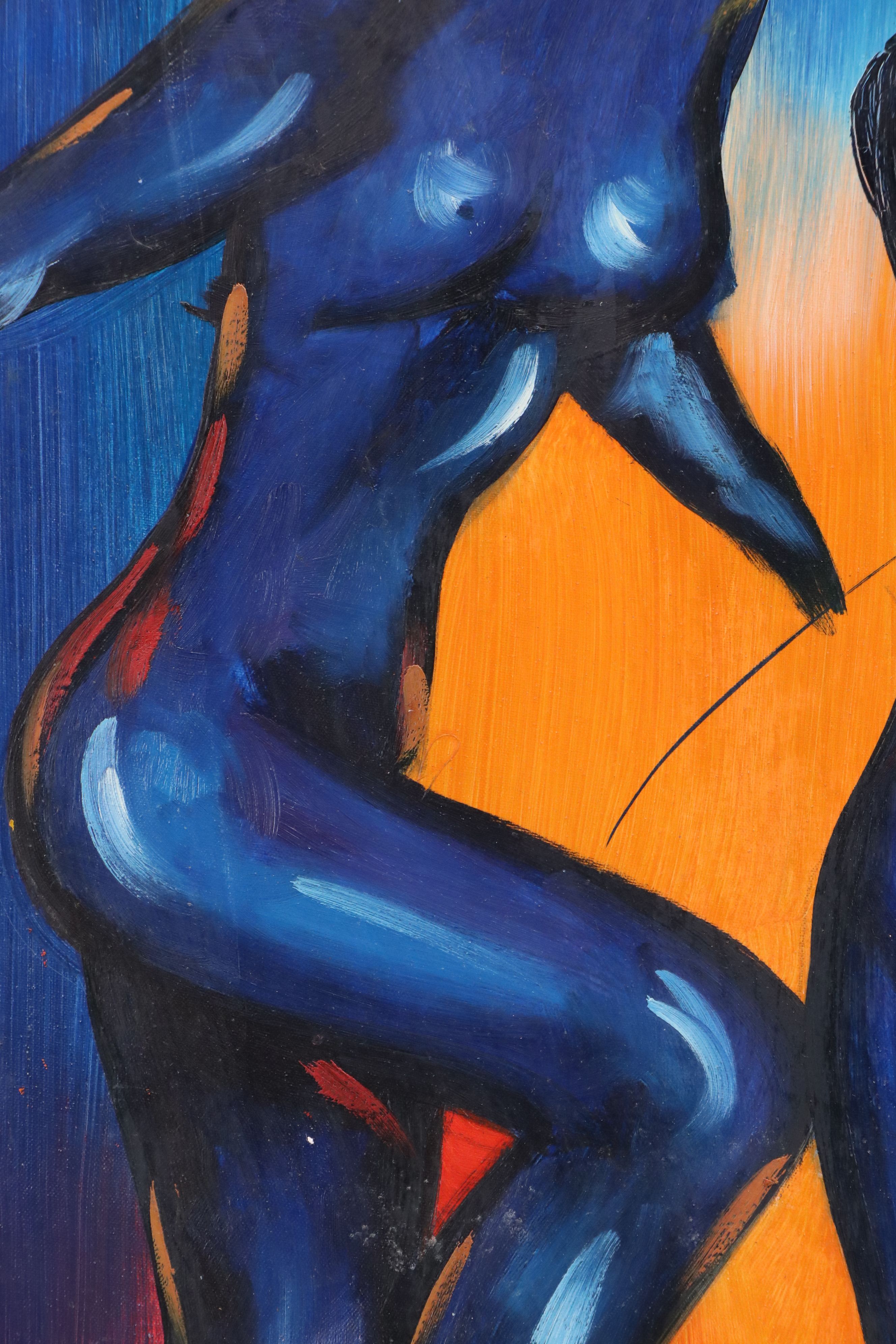 Figurative Acrylic Painting of Blue Nudes