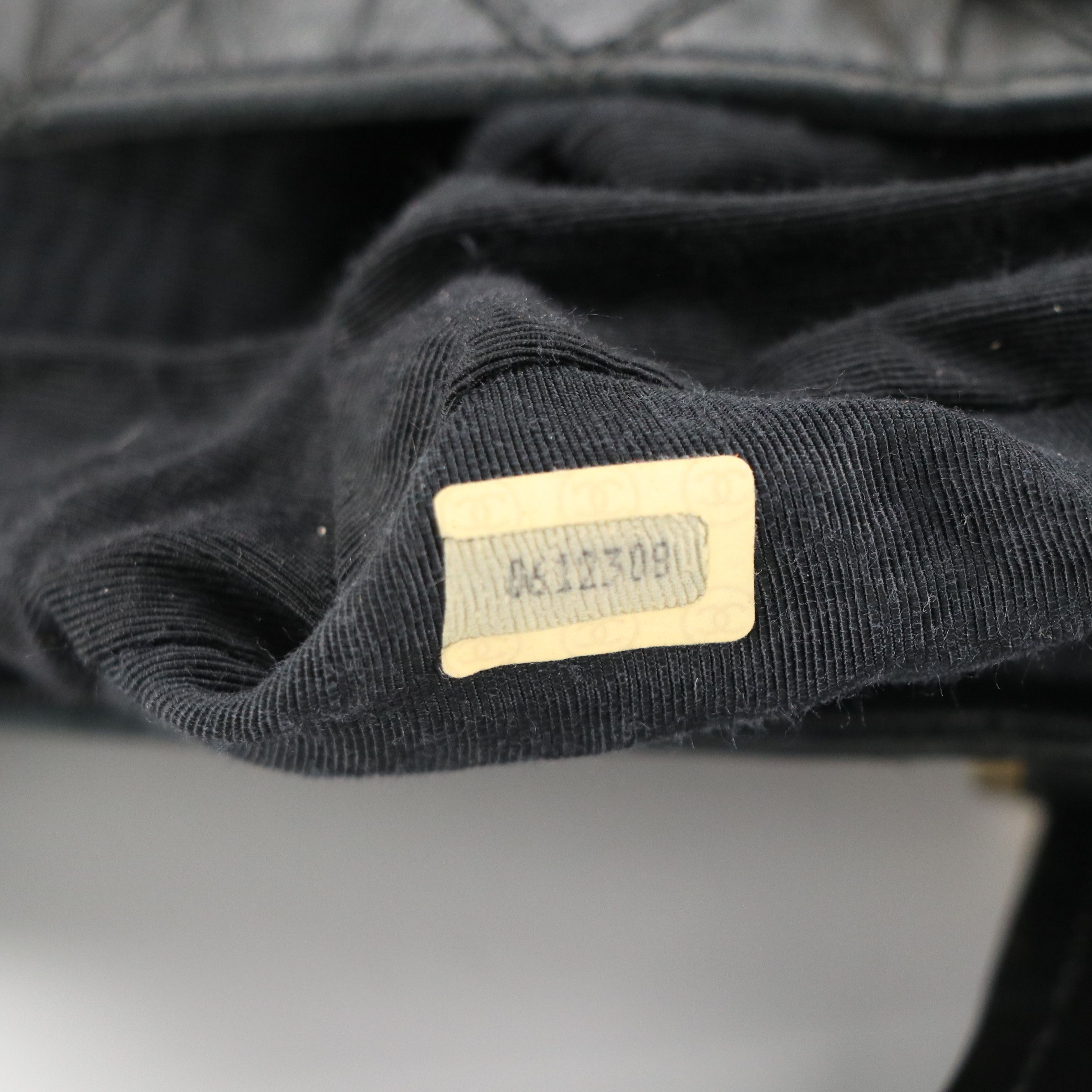 Chanel Vintage Top Handle Bag in Black Diamond-Stitched Lambskin Leather