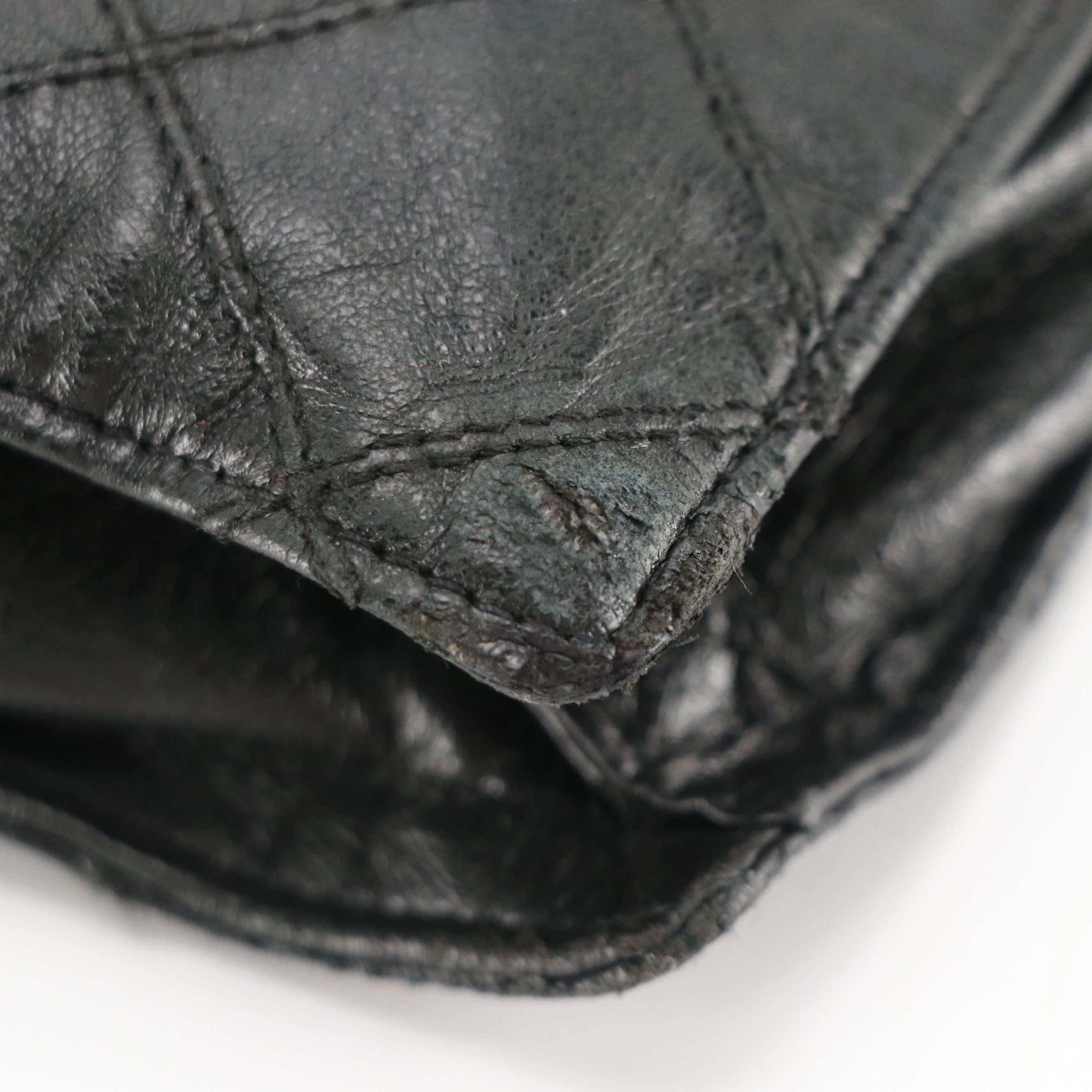 Chanel Vintage Top Handle Bag in Black Diamond-Stitched Lambskin Leather