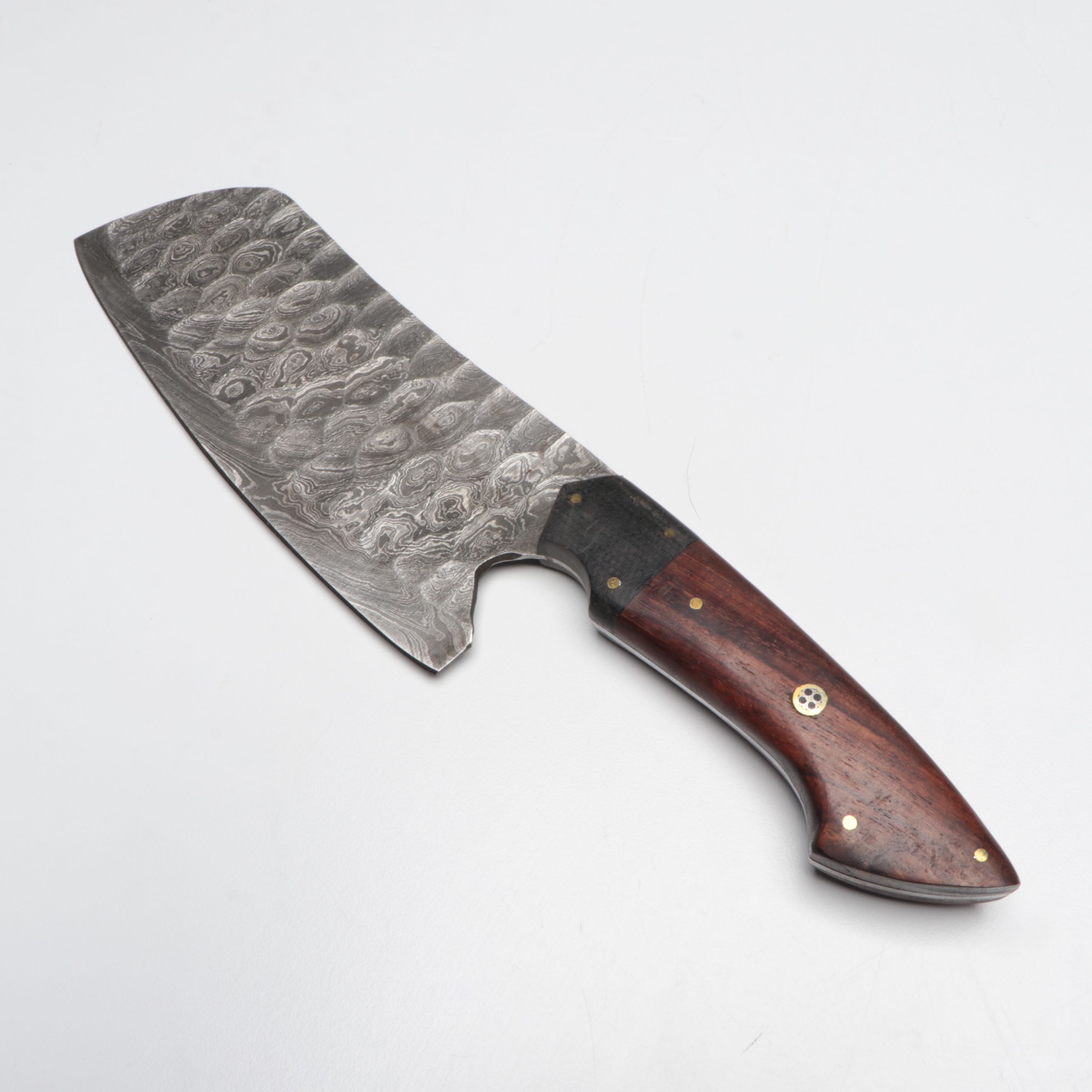 Damascus Steel and Wood Handle Chef's Knife Set in Suede Leather Roll