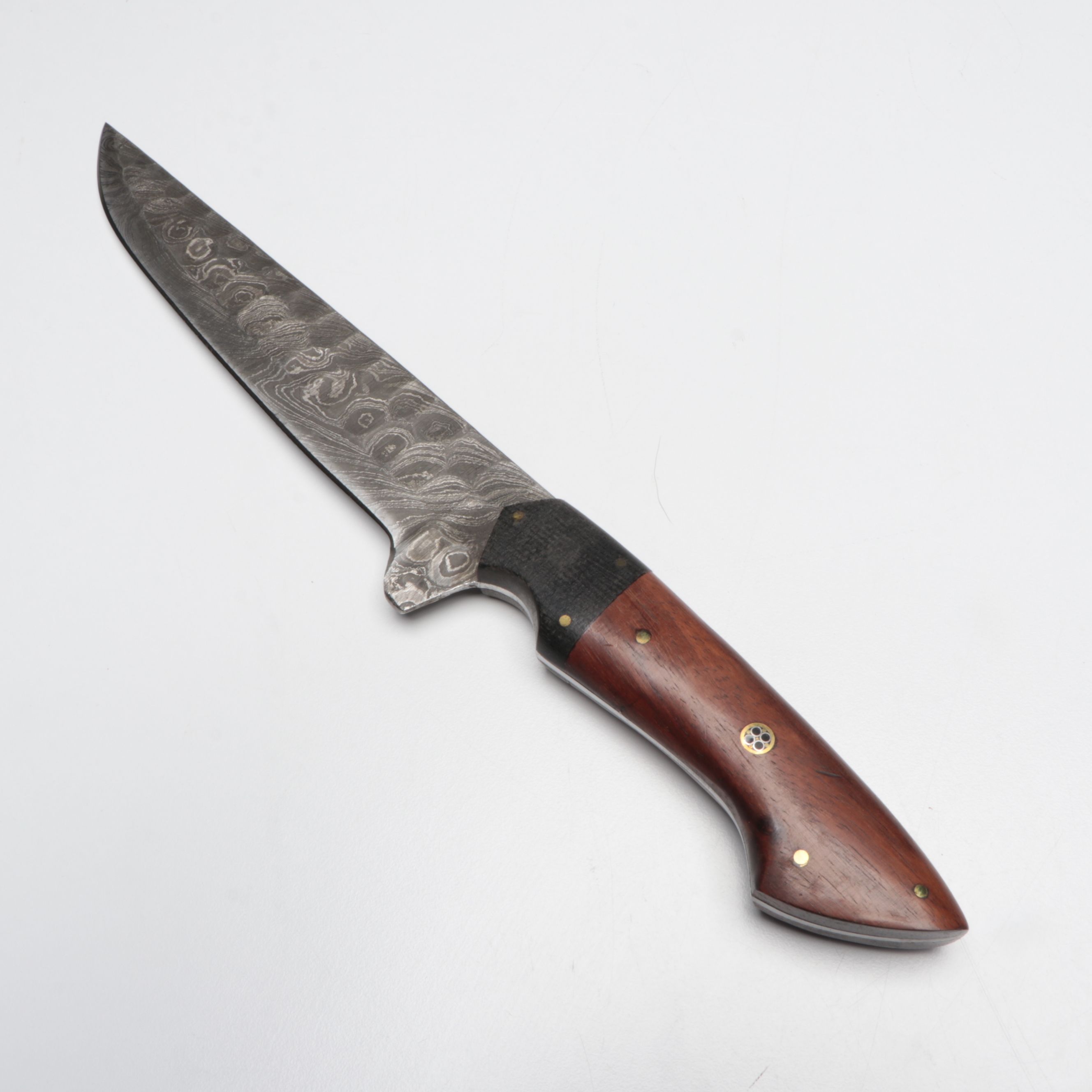 Damascus Steel and Wood Handle Chef's Knife Set in Suede Leather Roll