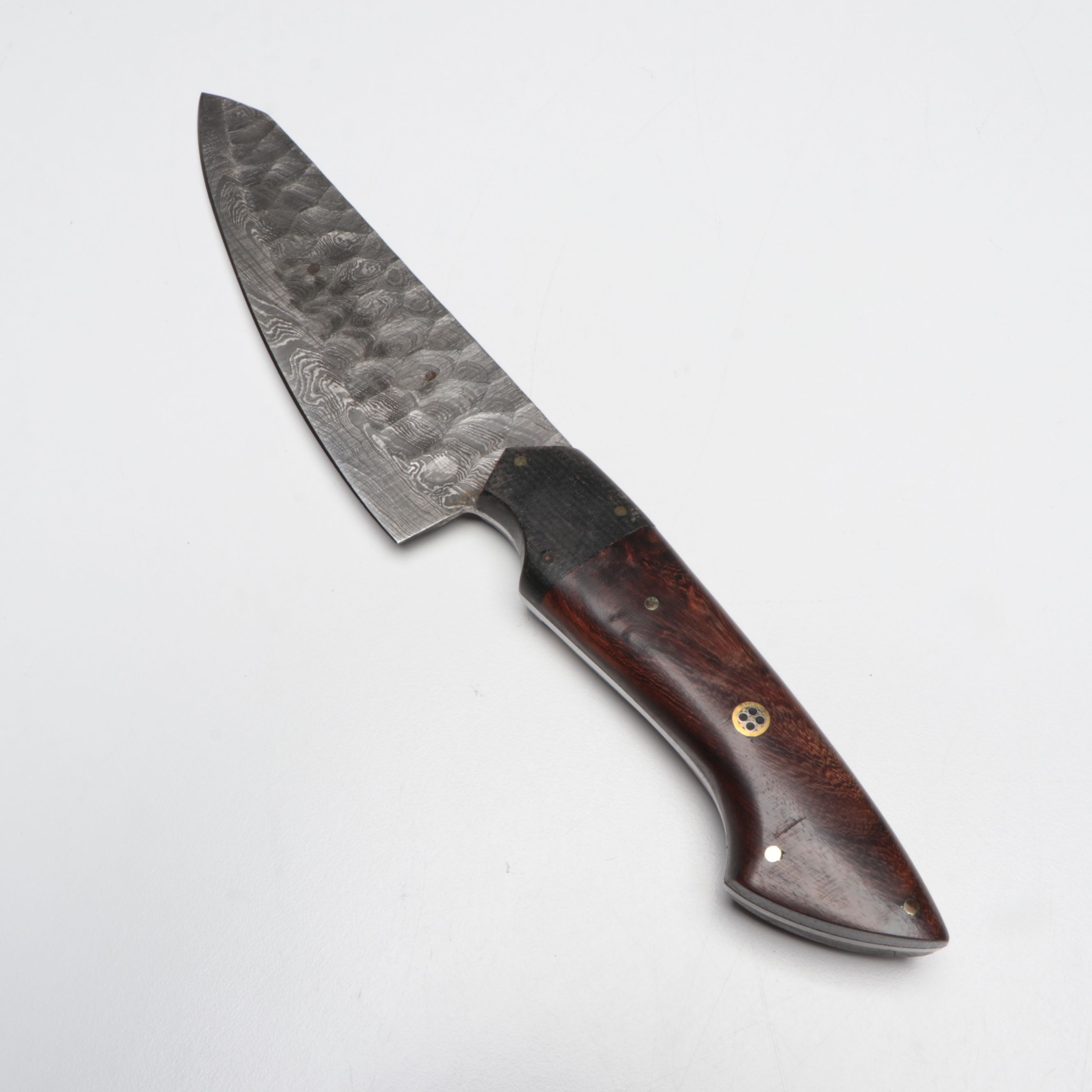 Damascus Steel and Wood Handle Chef's Knife Set in Suede Leather Roll