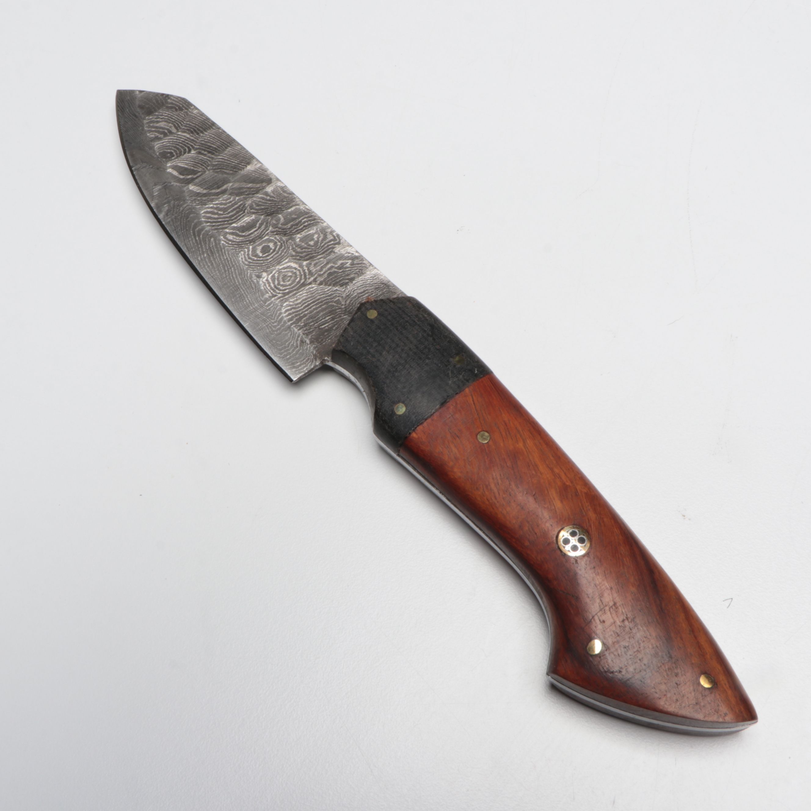 Damascus Steel and Wood Handle Chef's Knife Set in Suede Leather Roll