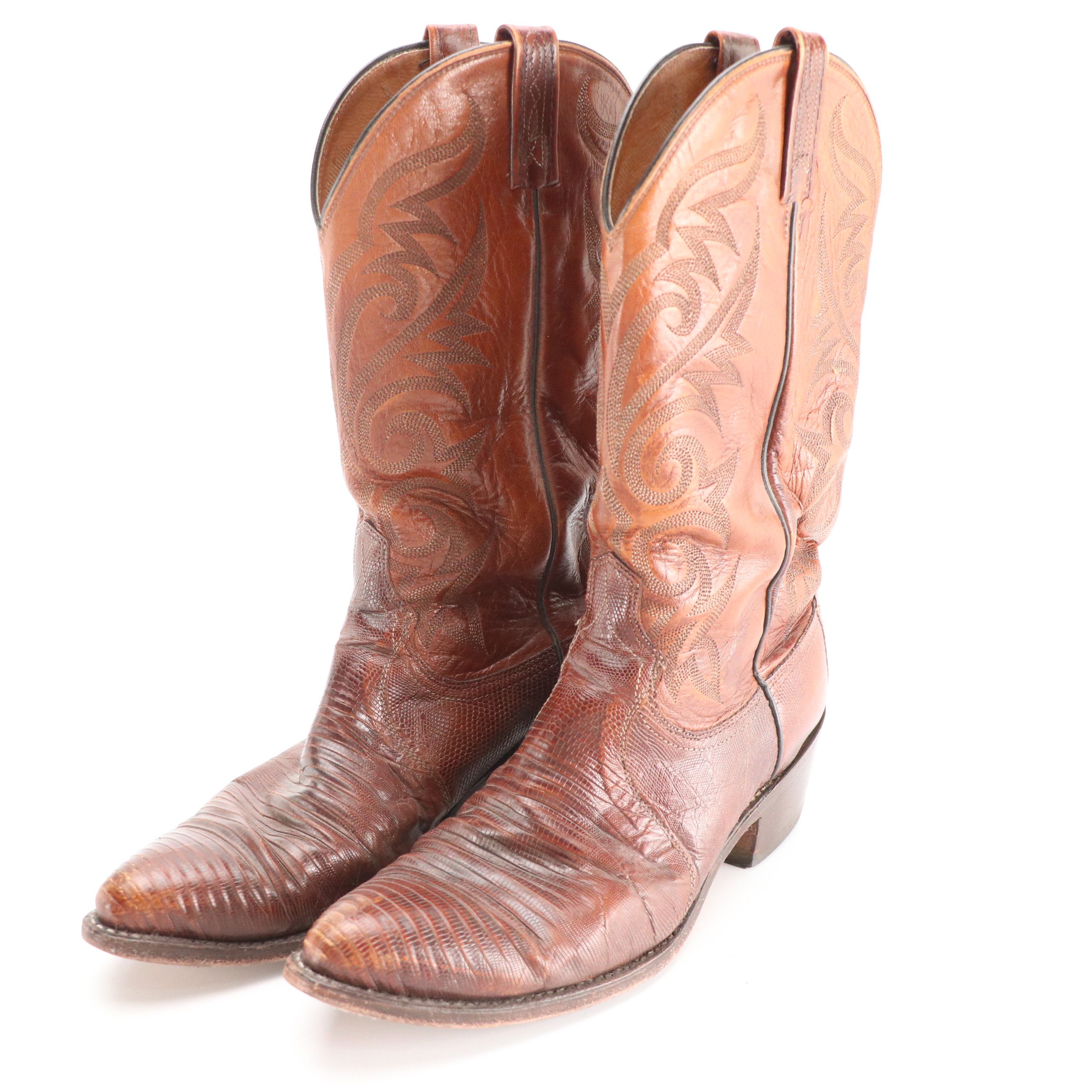 Men's Dan Post Brown Lizard/Leather and Dingo Leather Cowboy Boots