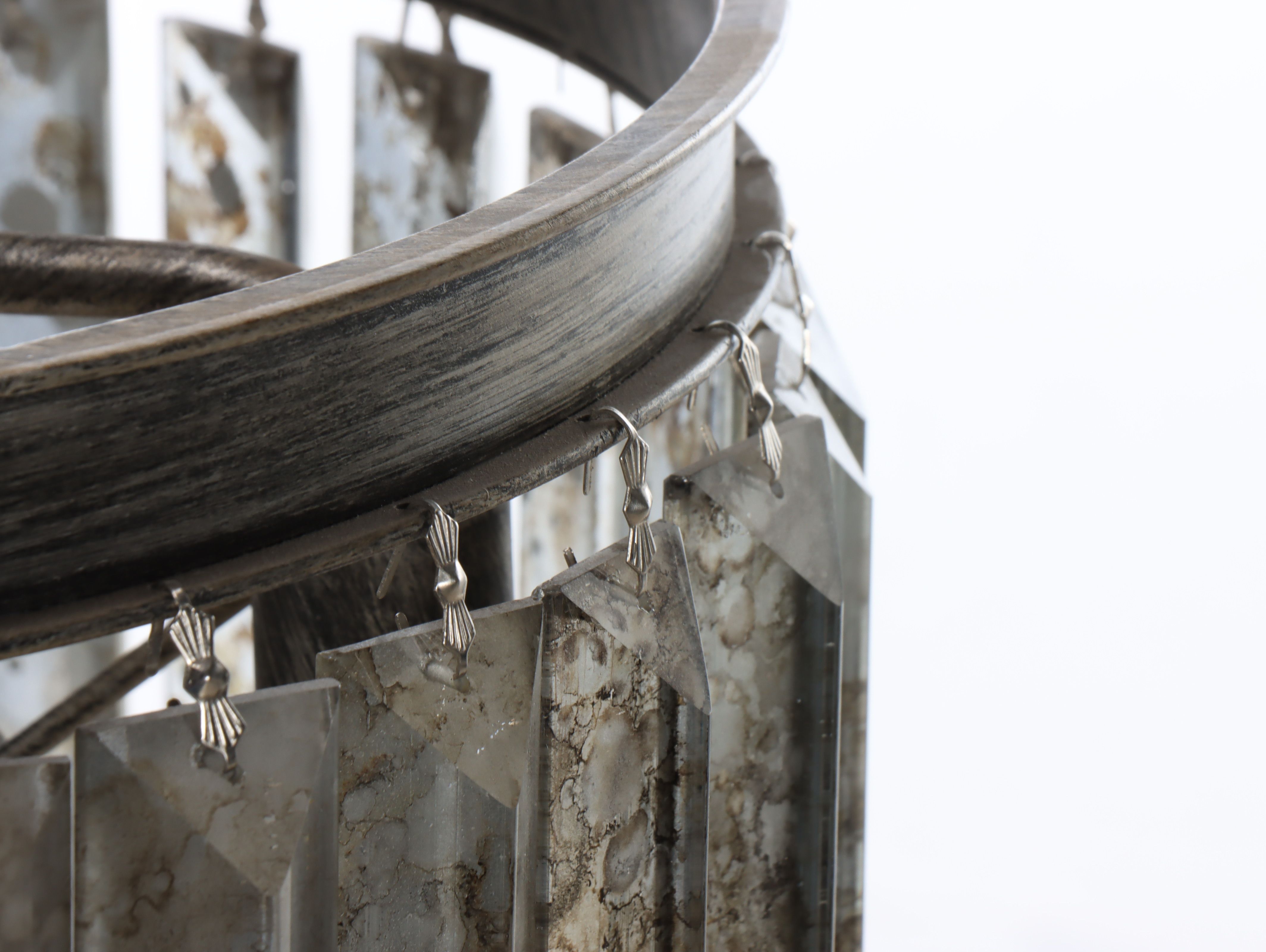 Champagne Gilt Finish Wedding Cake Style Glass Chandelier, 21st Century