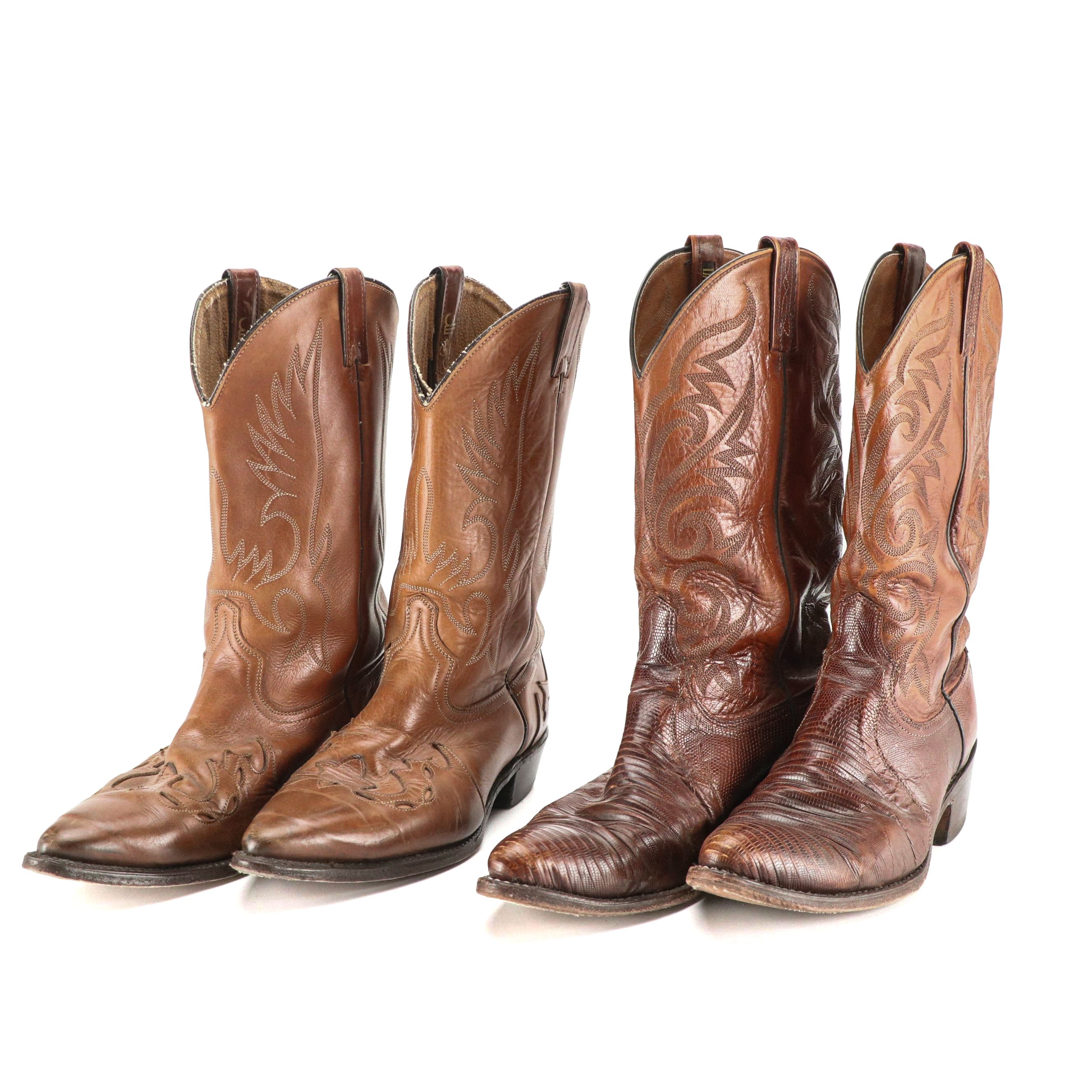 Men's Dan Post Brown Lizard/Leather and Dingo Leather Cowboy Boots