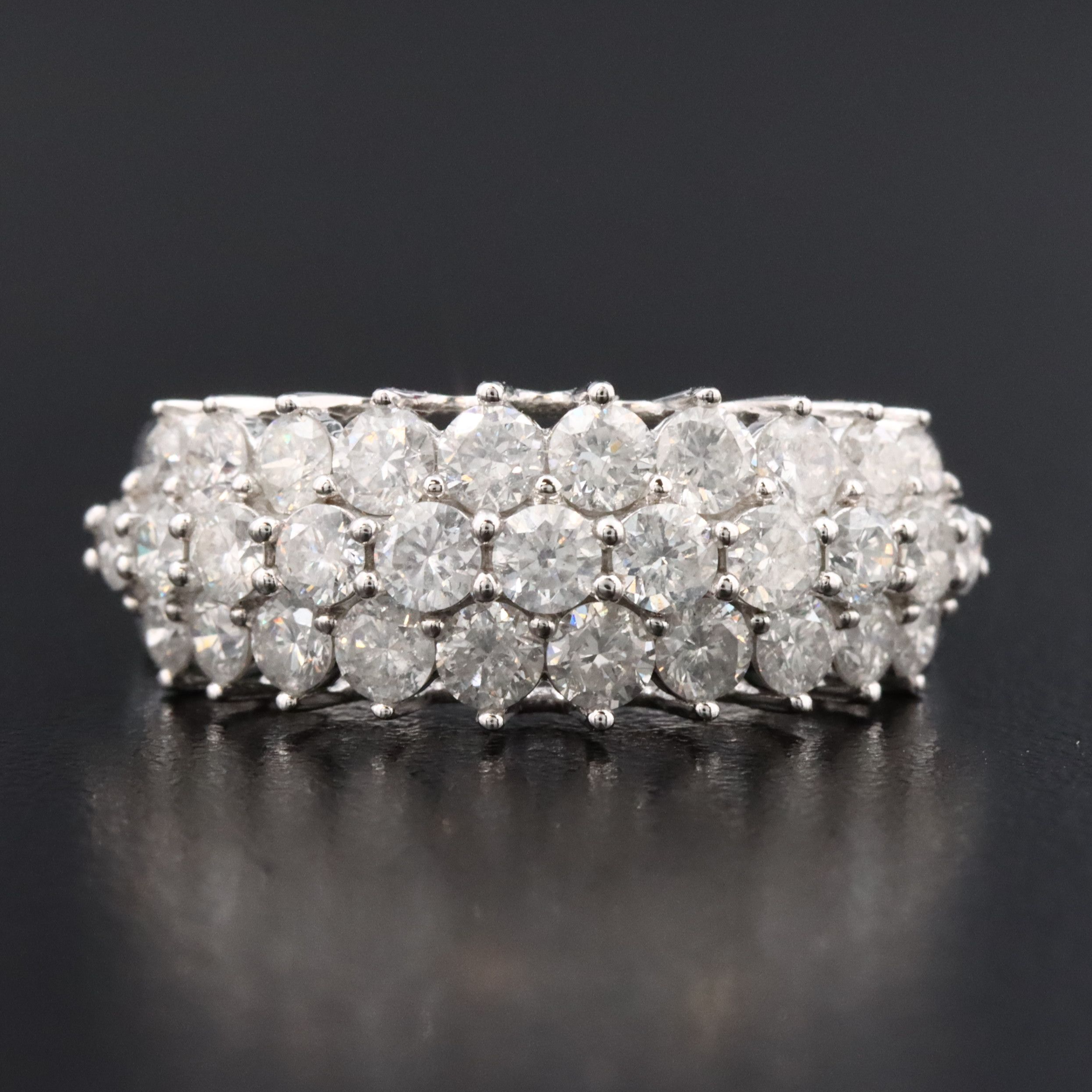 14K 2.00 CTW Diamond Triple Row Ring