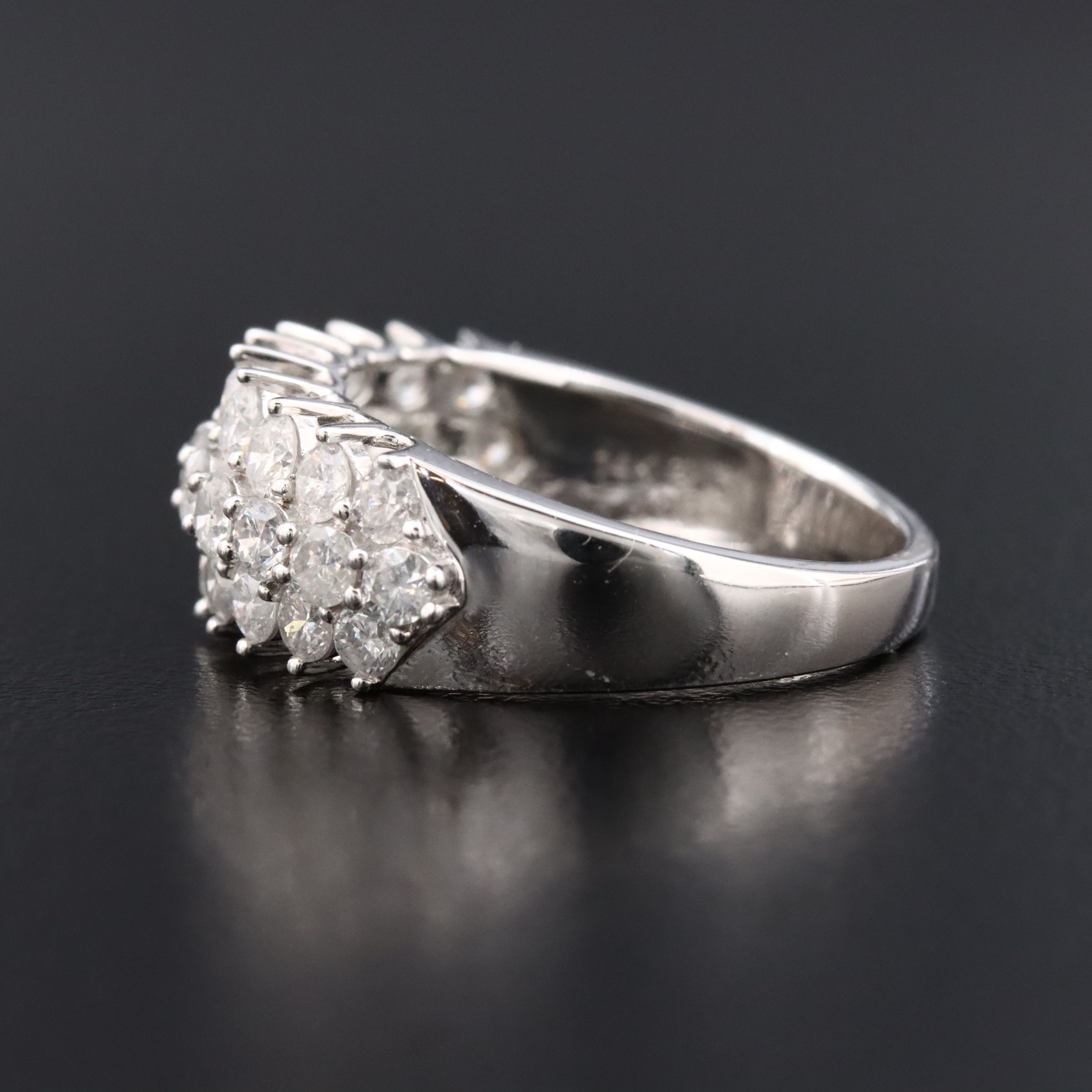 14K 2.00 CTW Diamond Triple Row Ring