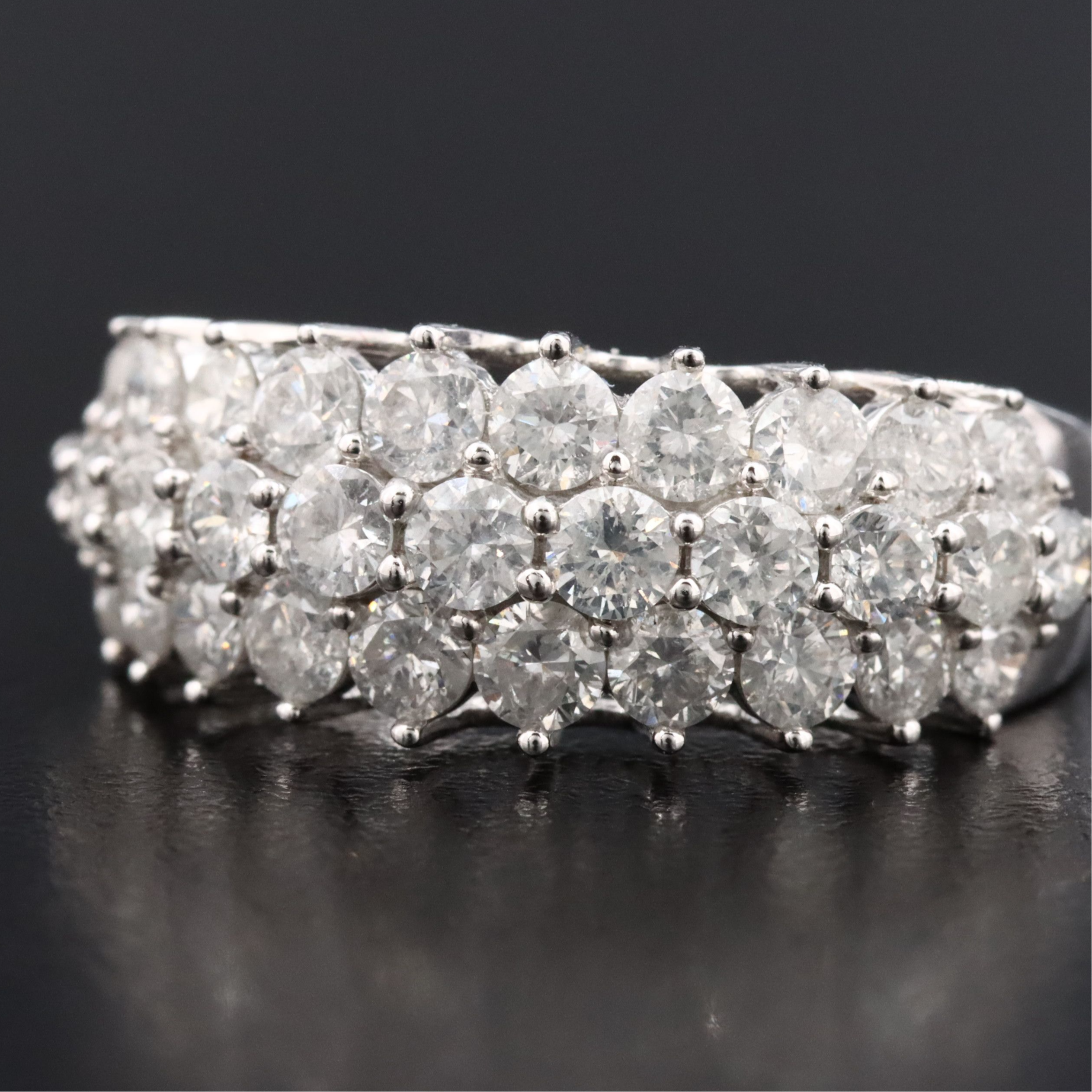 14K 2.00 CTW Diamond Triple Row Ring
