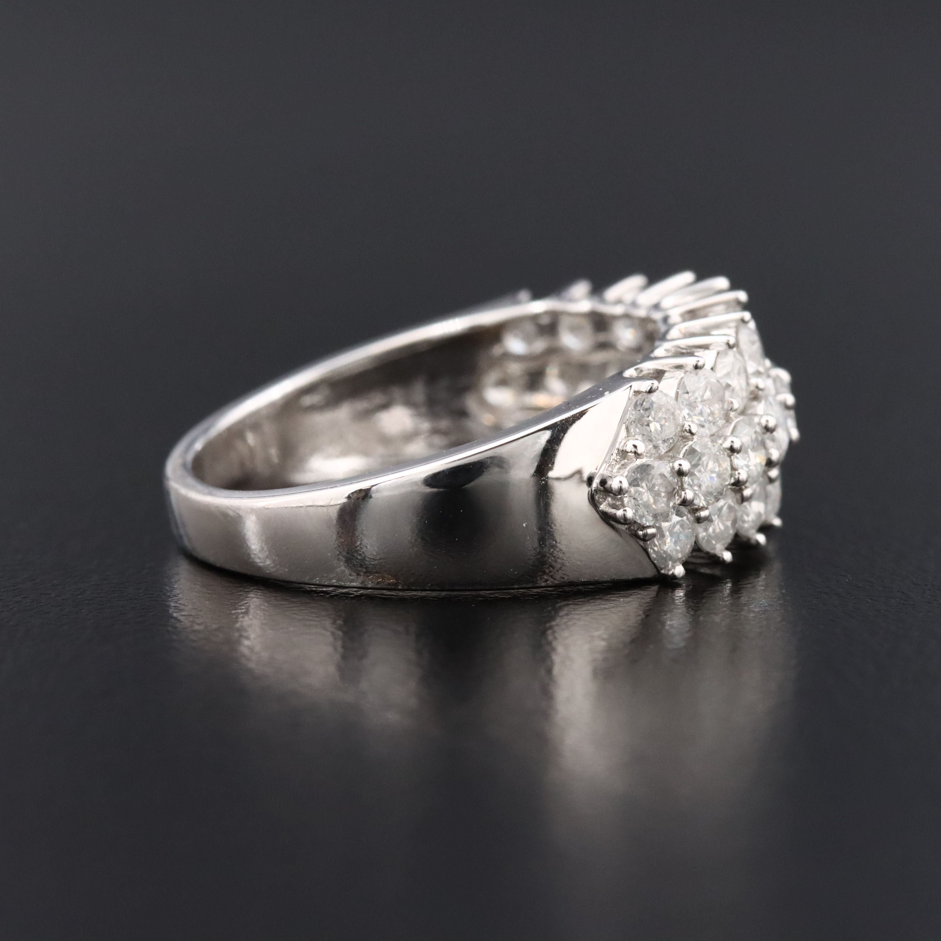 14K 2.00 CTW Diamond Triple Row Ring