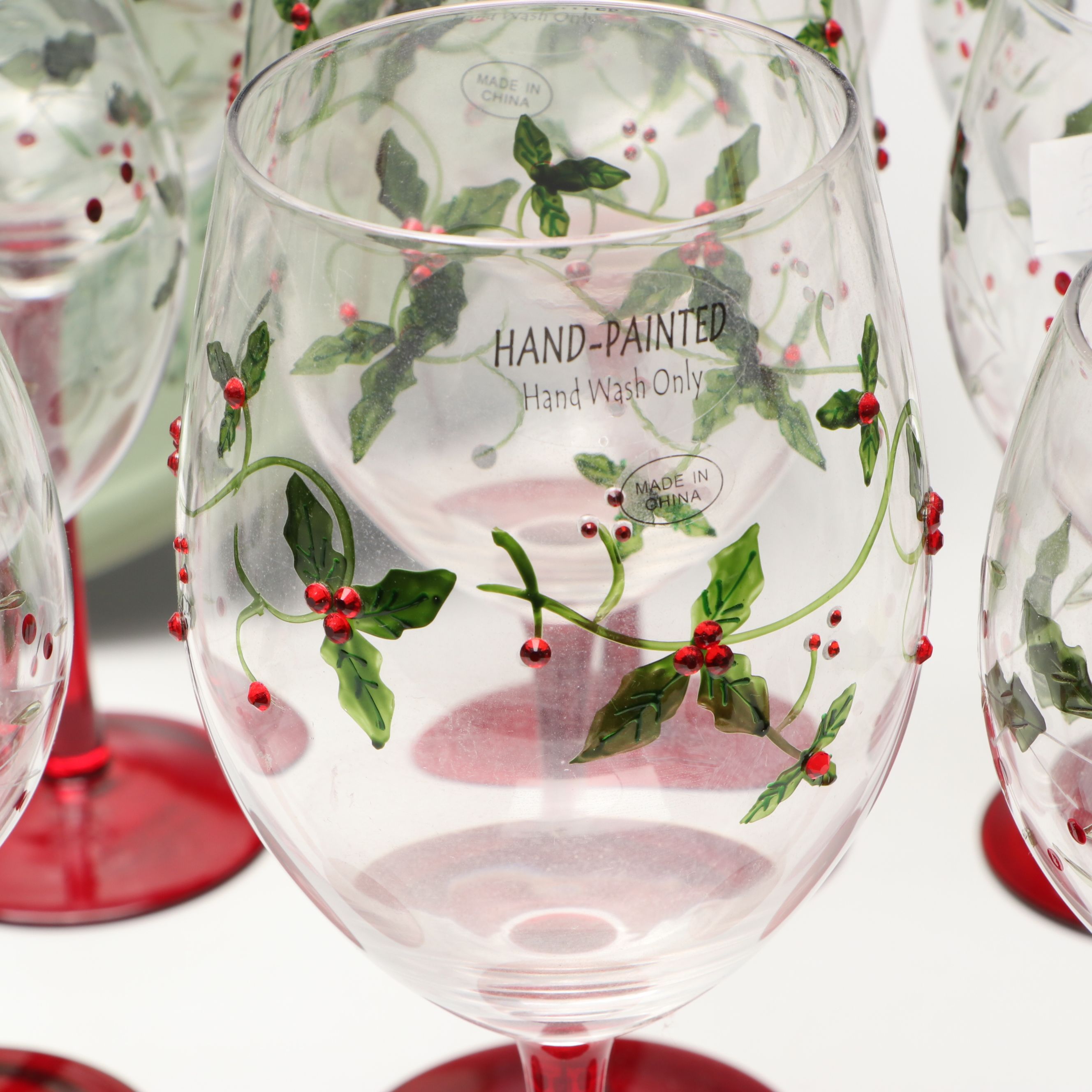 Pfaltzgraff "Winterberry" Ceramic Serveware with Wine Glasses