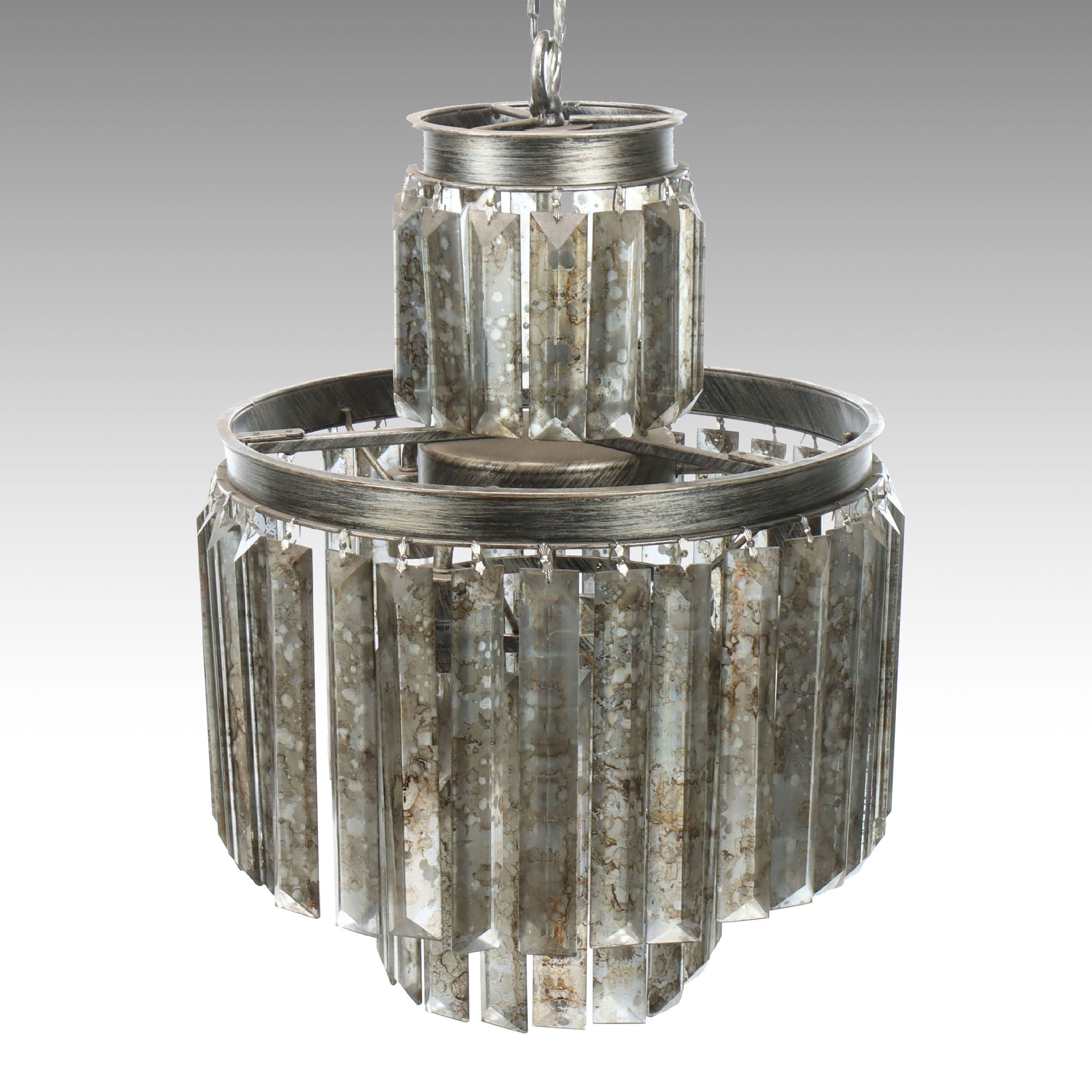 Champagne Gilt Finish Wedding Cake Style Glass Chandelier, 21st Century