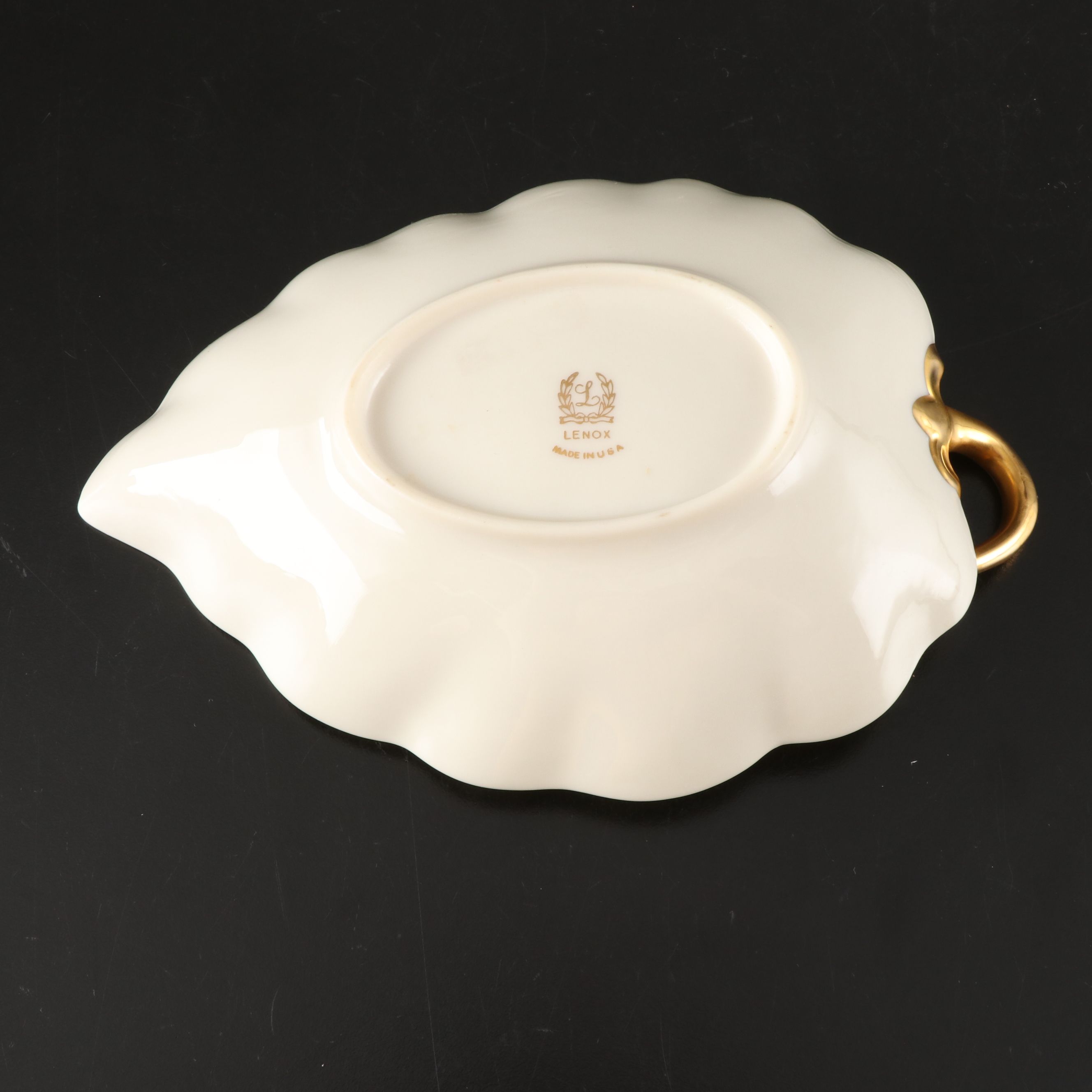 Lenox "Monticello" with Other Leaf-Shaped Dish and Vase