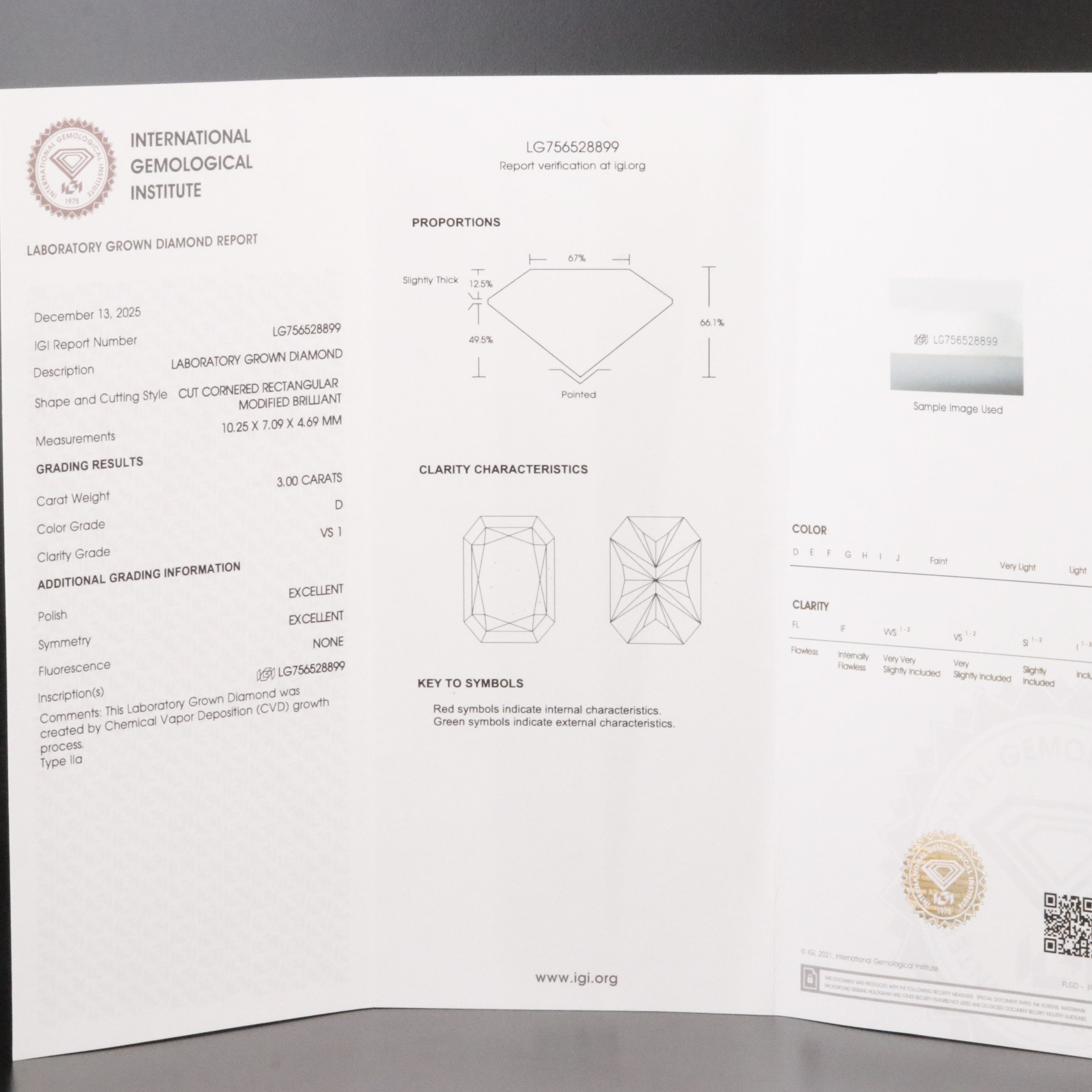 Platinum 3.00 CT Lab Grown Diamond Solitaire Ring with IGI Report
