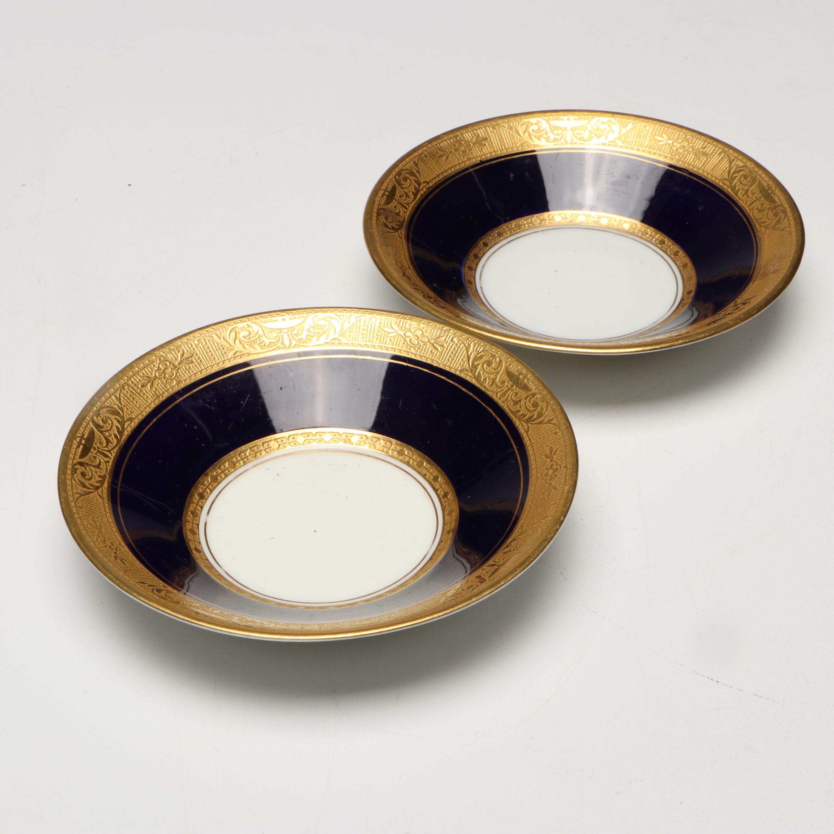 Graf Von Henneberg Handled Relish Tray with More Cobalt and Gilt Porcelain