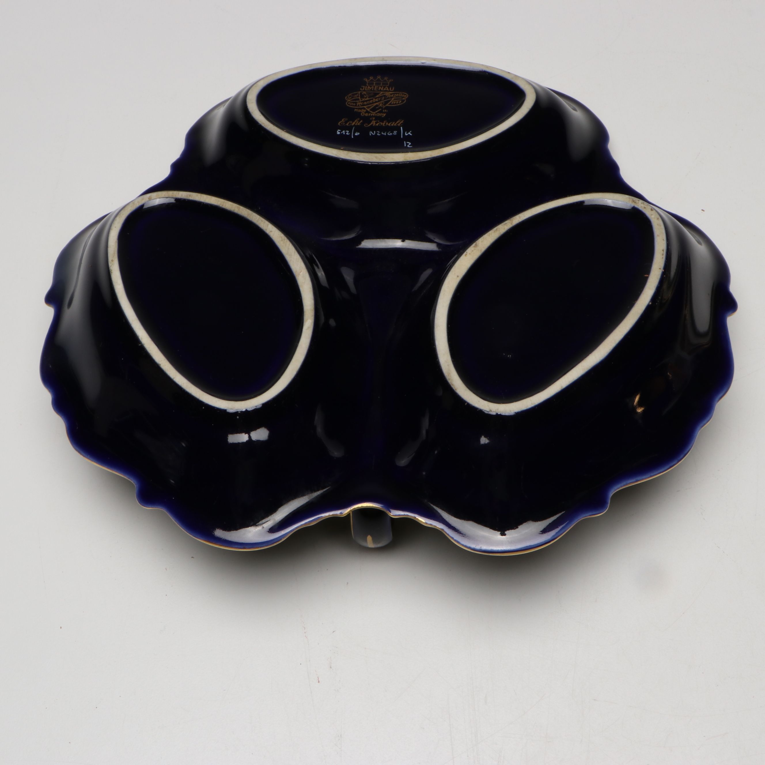 Graf Von Henneberg Handled Relish Tray with More Cobalt and Gilt Porcelain