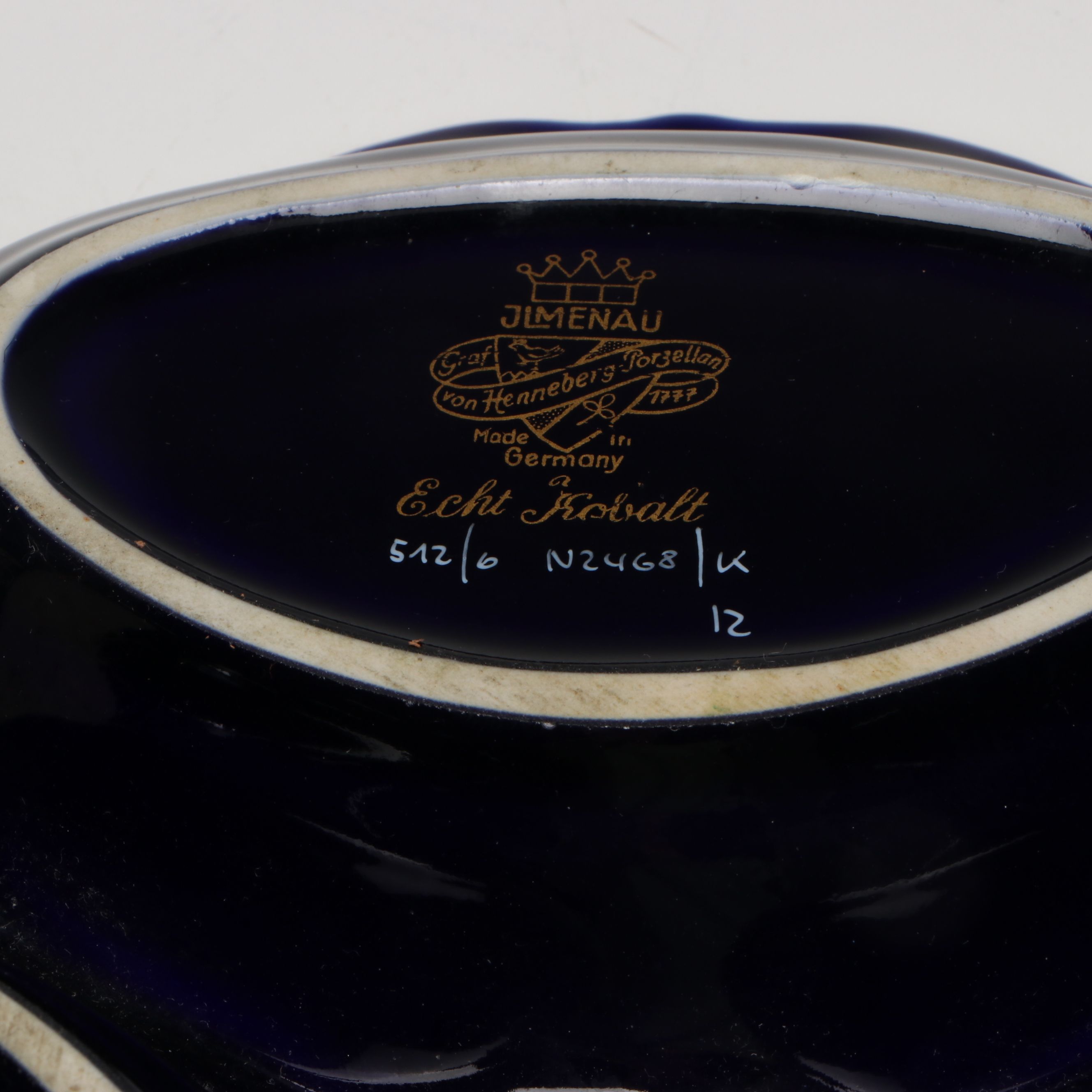 Graf Von Henneberg Handled Relish Tray with More Cobalt and Gilt Porcelain