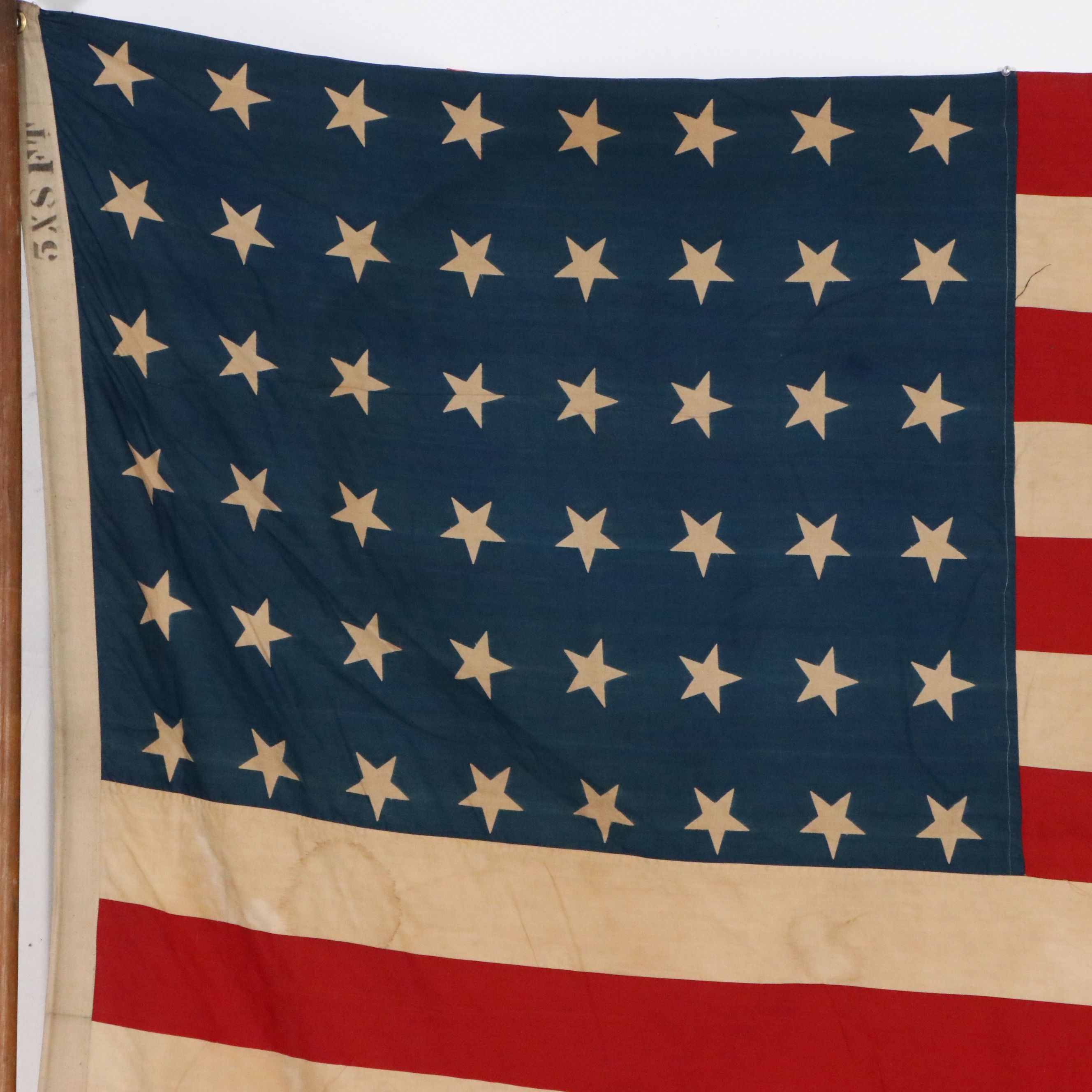 48-Star American Parade Flag with Stand, Early to Mid-20th Century