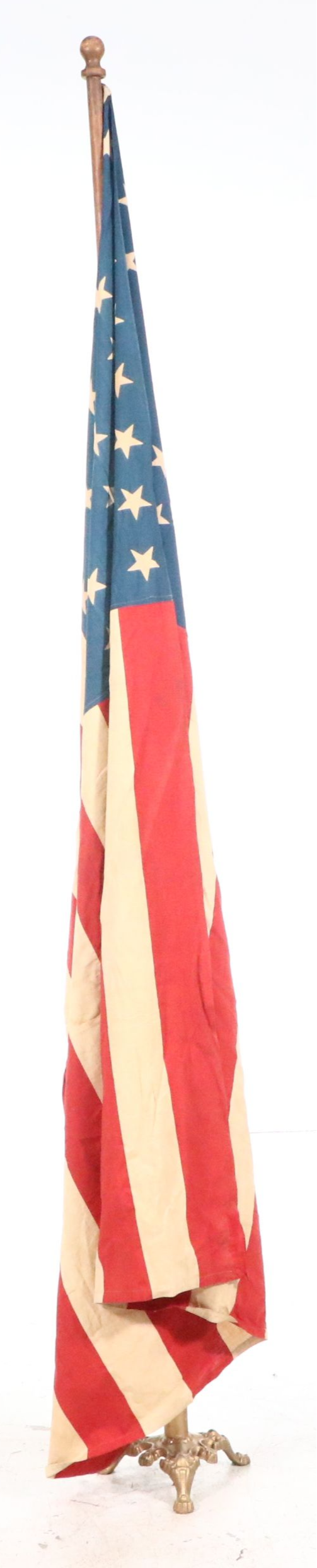 48-Star American Parade Flag with Stand, Early to Mid-20th Century