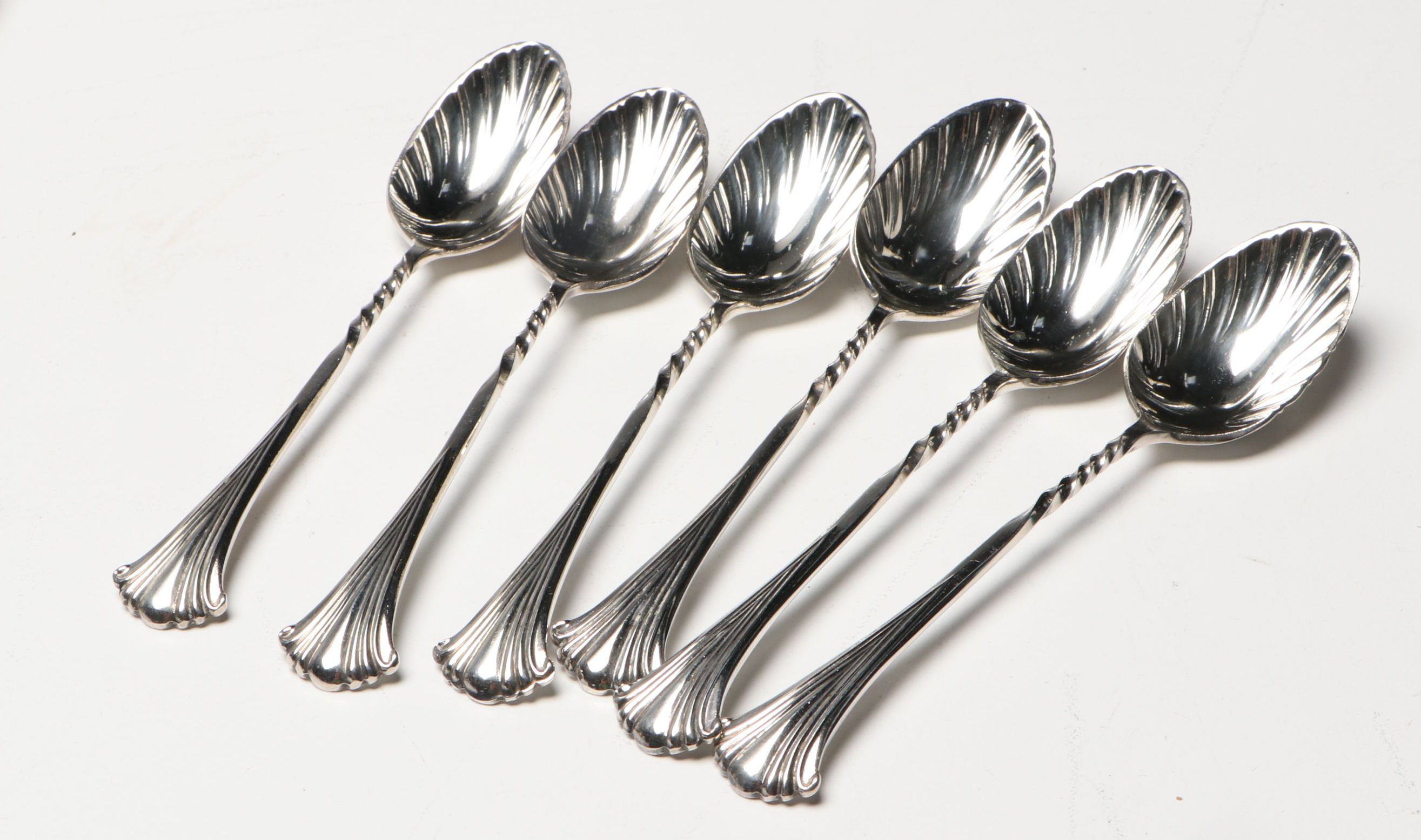 Brazilian Metal and Porcelain Demitasse Cups and Silver Plate Spoons