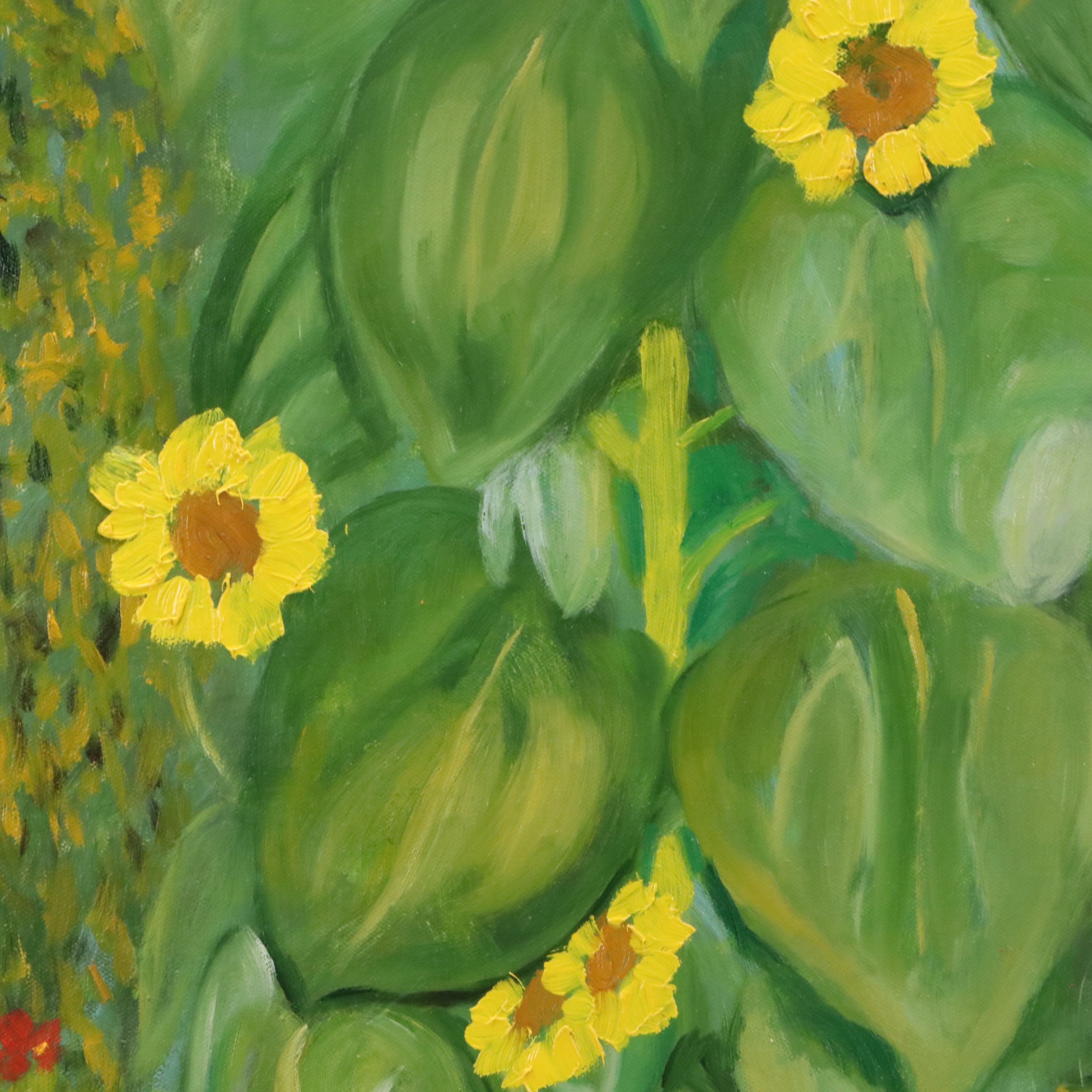 After Gustav Klimt Oil Master Copy of "The Sunflower," 21st Century