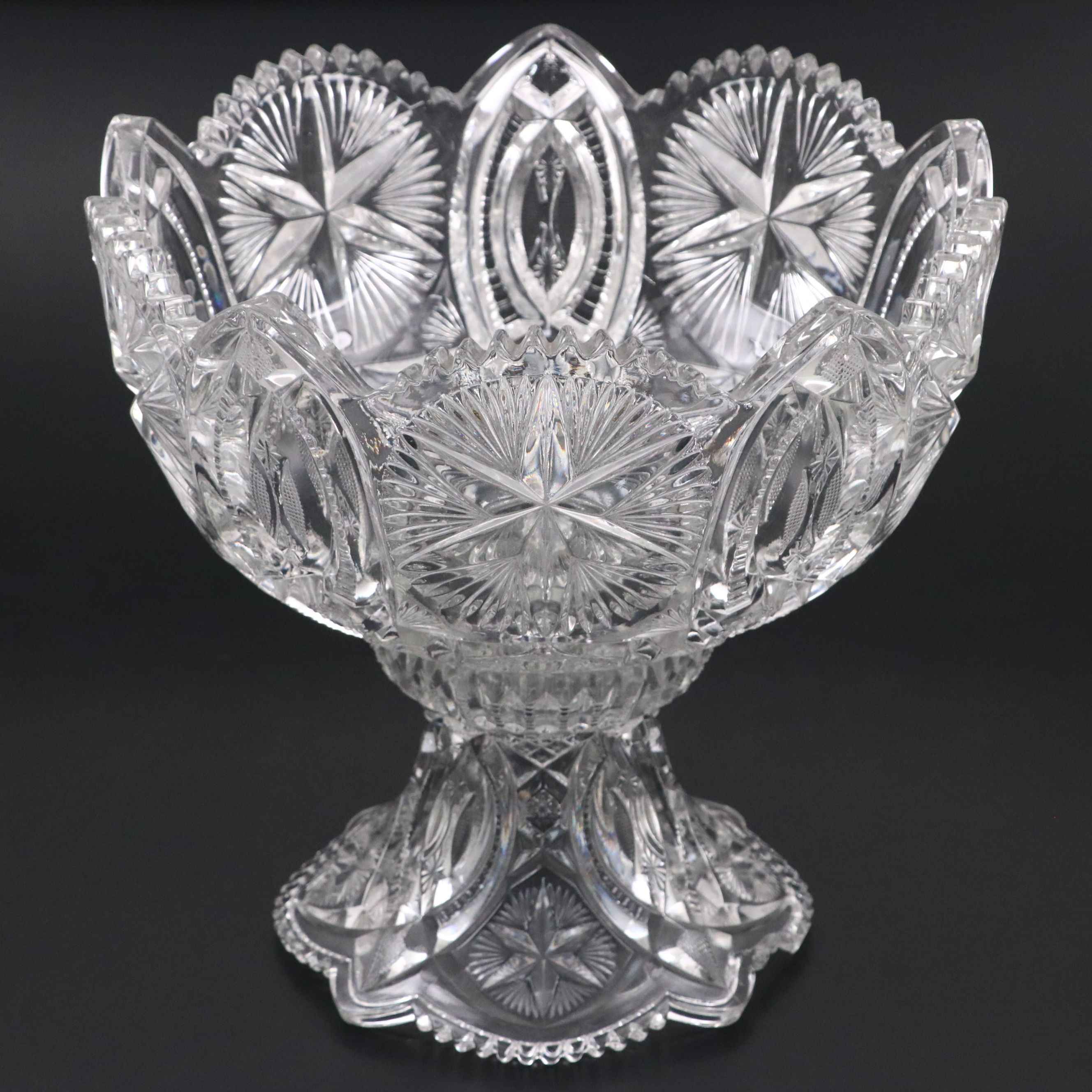 Millersburg "Ohio Star" American Brilliant Glass Punch Set, 1909-1911