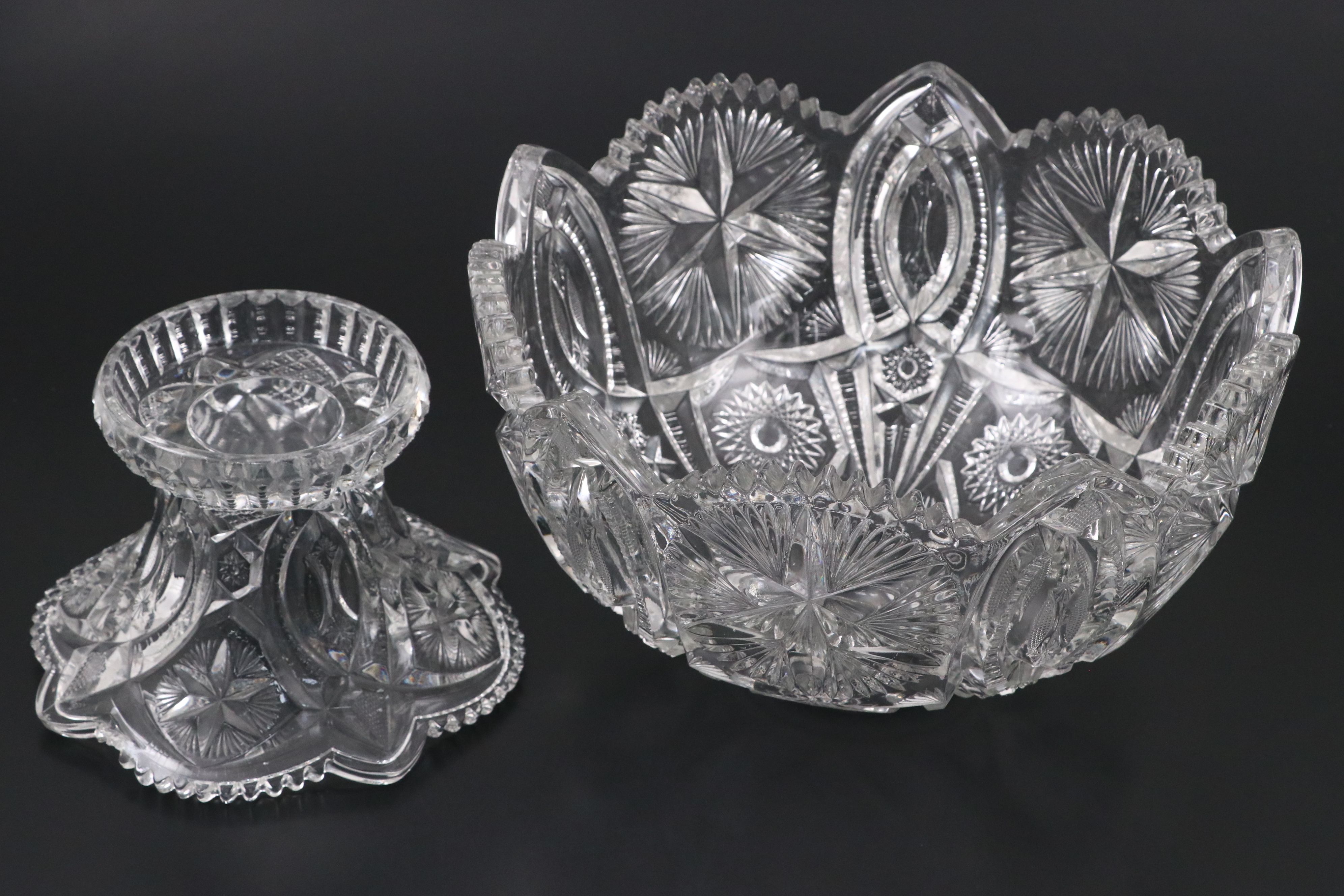 Millersburg "Ohio Star" American Brilliant Glass Punch Set, 1909-1911