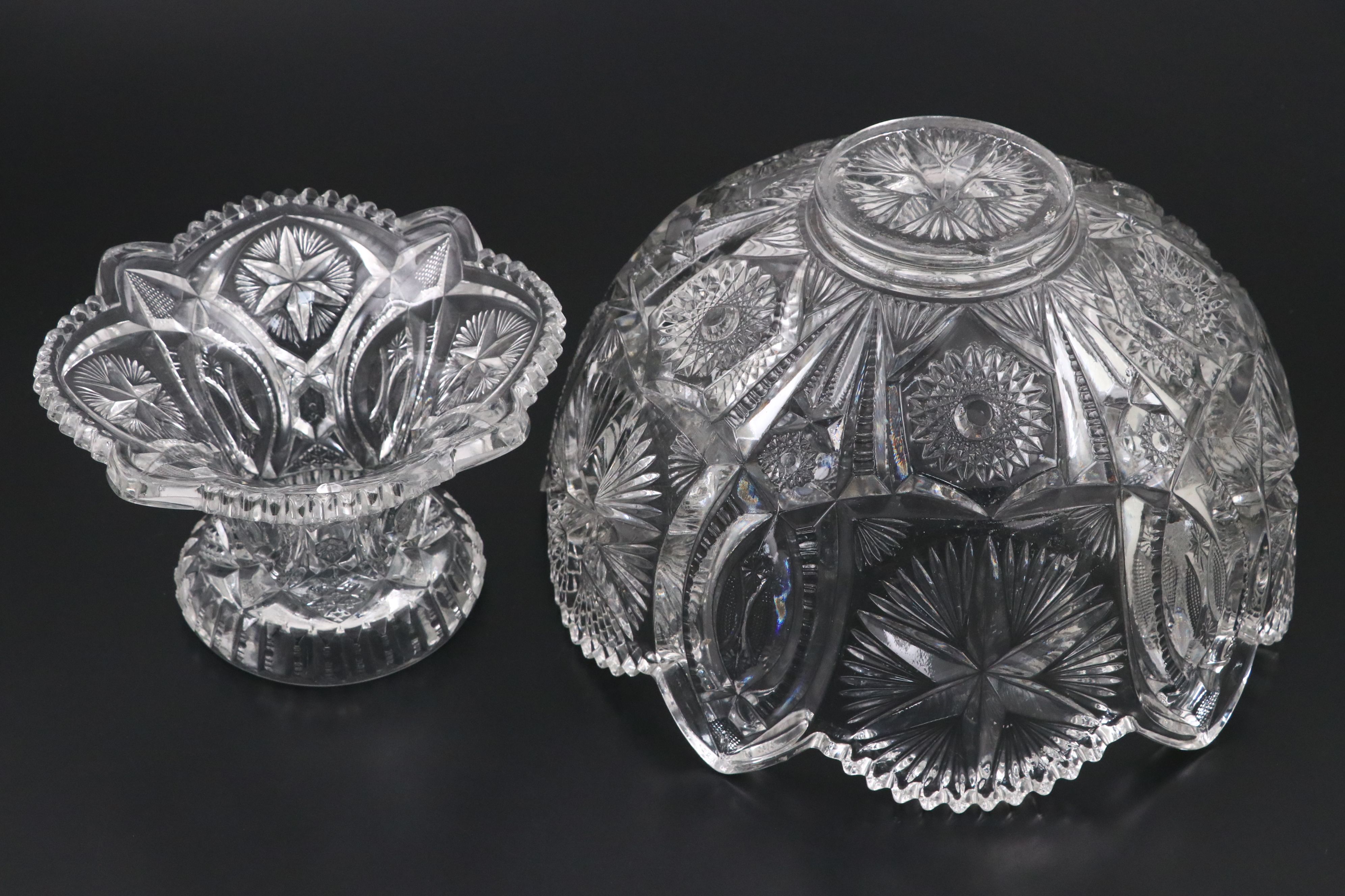 Millersburg "Ohio Star" American Brilliant Glass Punch Set, 1909-1911