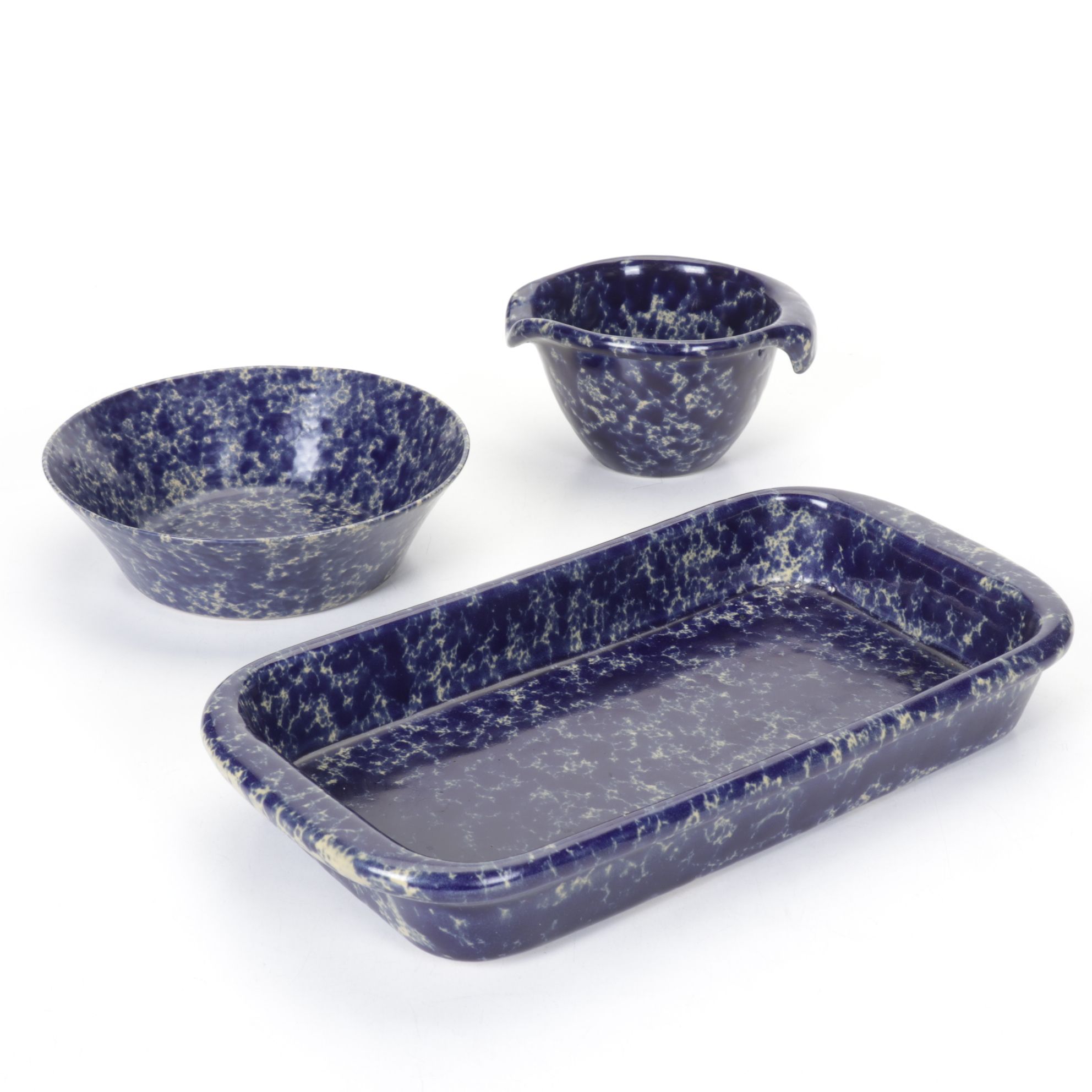 Bennington Potters "Blue Agate" Stoneware Bowls and Dish