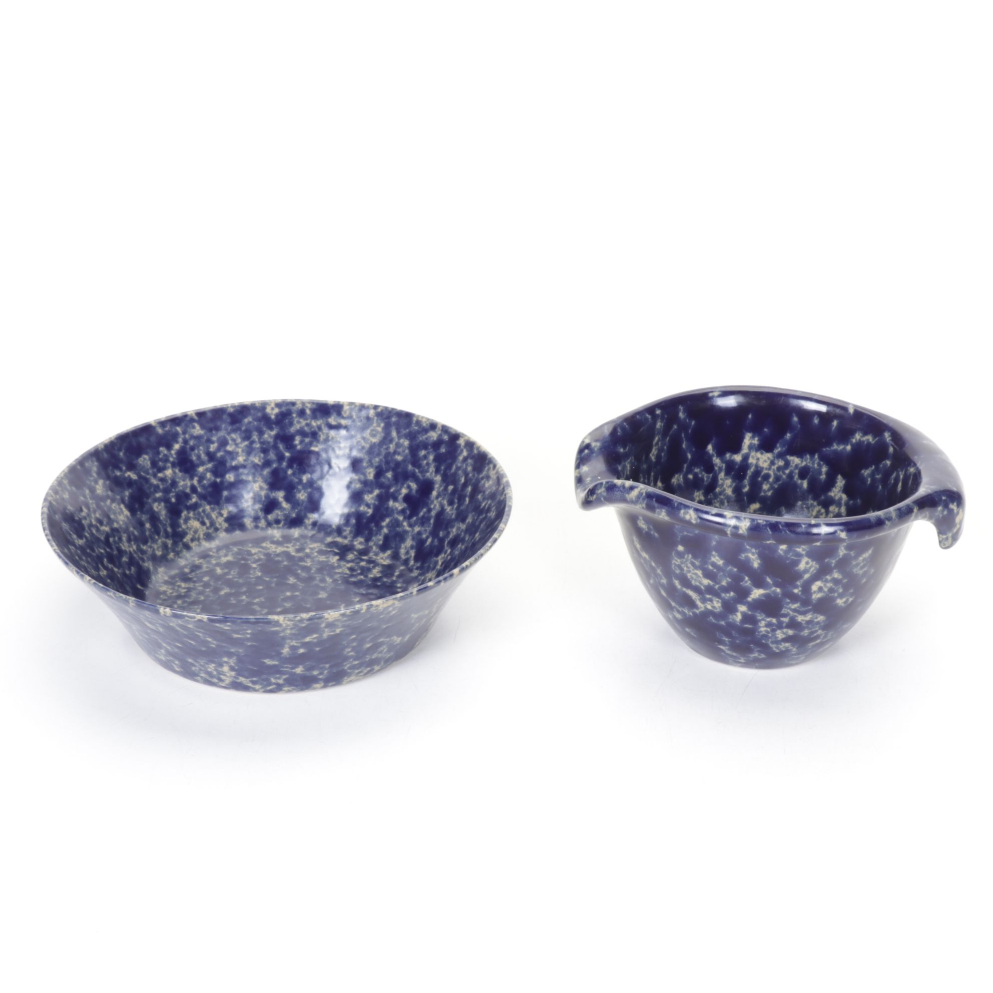 Bennington Potters "Blue Agate" Stoneware Bowls and Dish