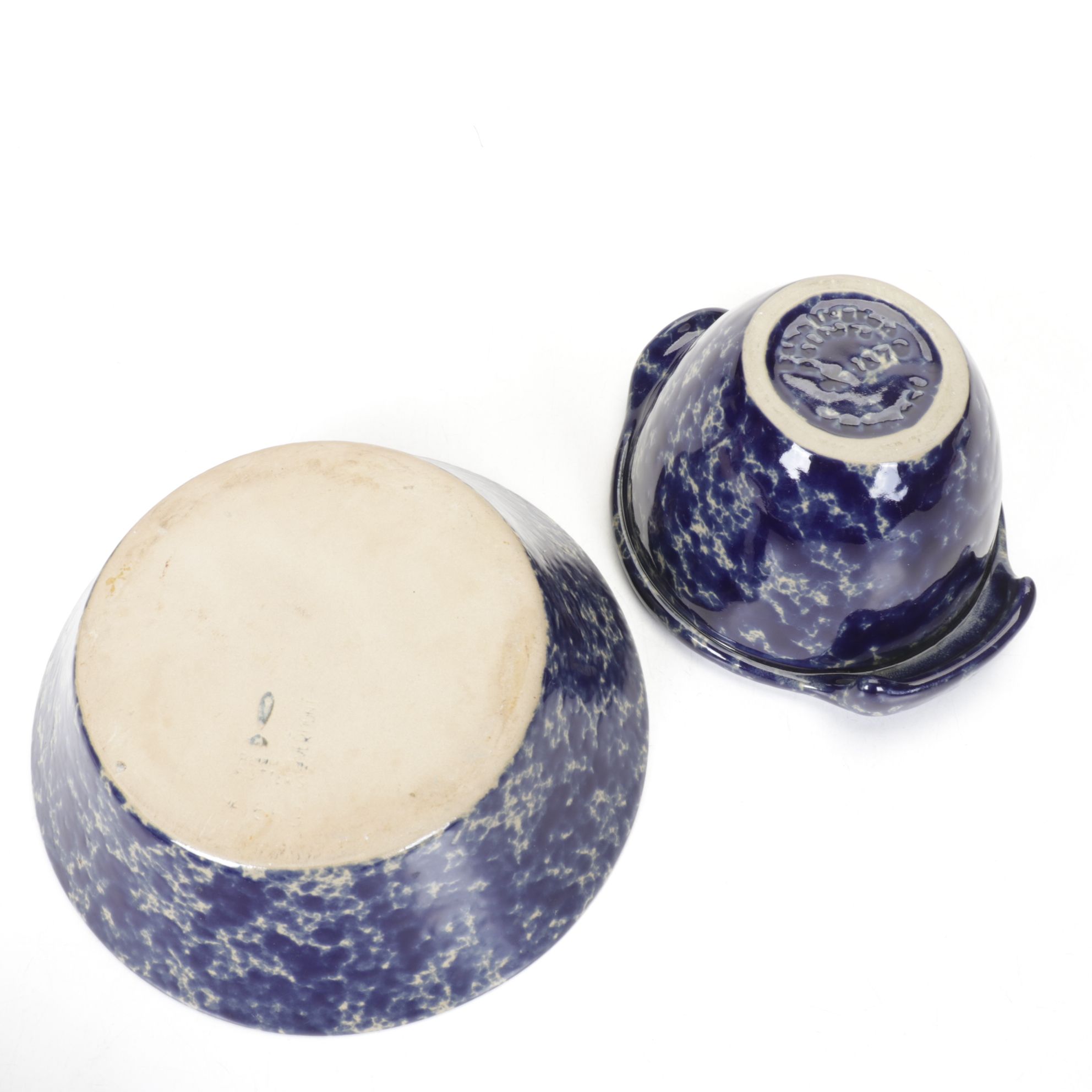 Bennington Potters "Blue Agate" Stoneware Bowls and Dish